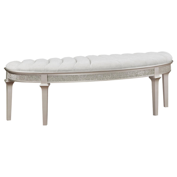 Coaster Furniture Evangeline 223396 Curved Fabric Upholstered Bench - Silver Oak