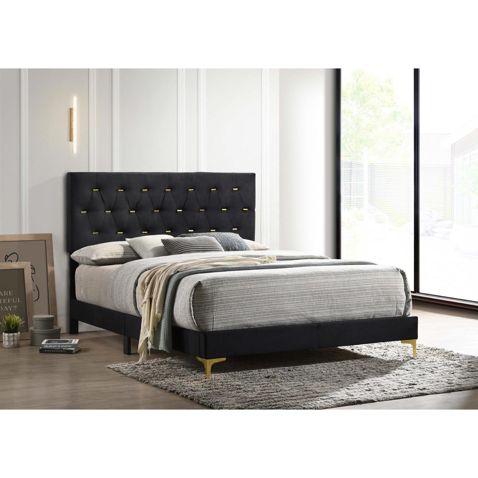  Size_King --  Kendall 224451KE Upholstered Eastern King Panel Bed - Black IMAGE 4