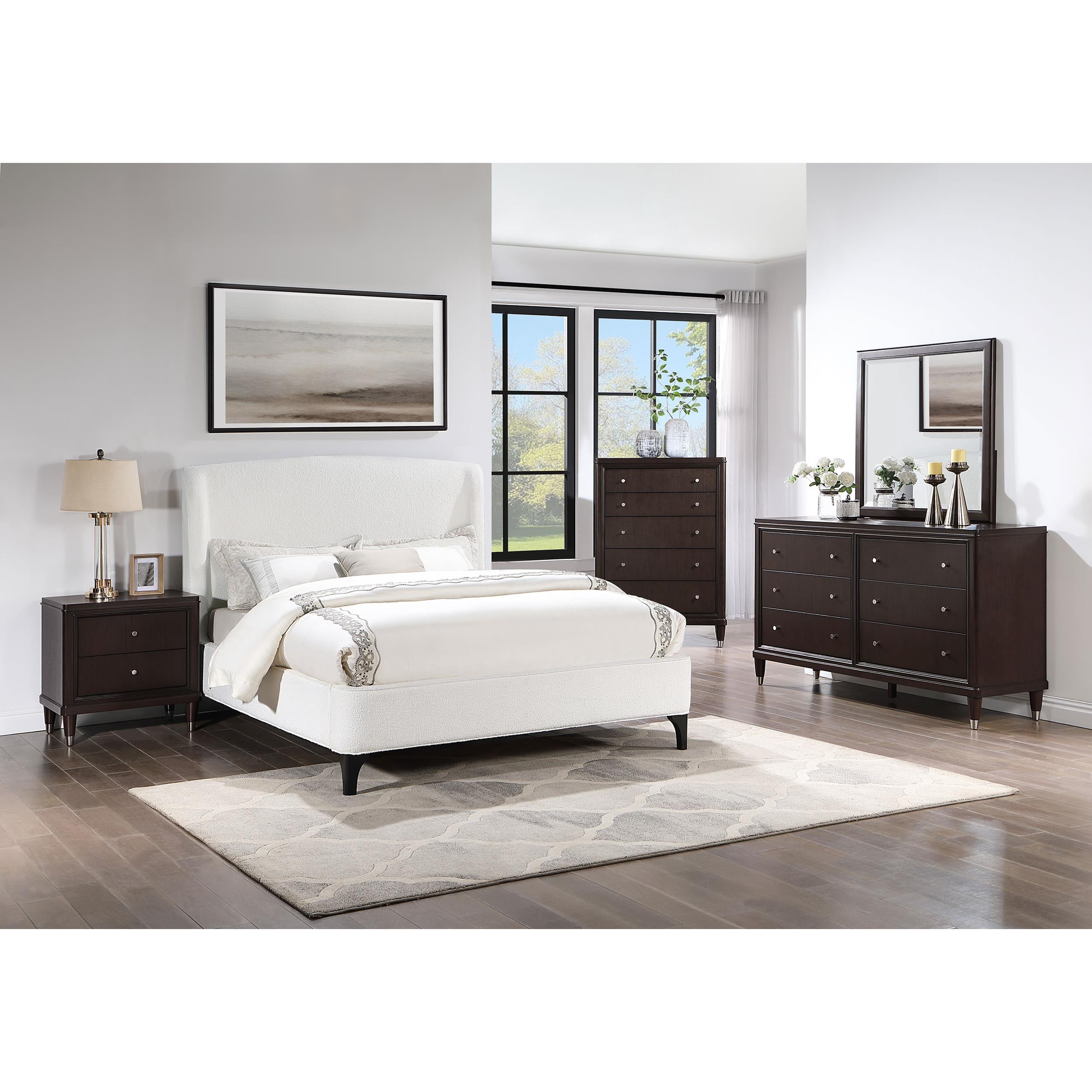  Size_King --  Mosby 306020KE Upholstered Eastern King Wingback Bed - Snow IMAGE 11
