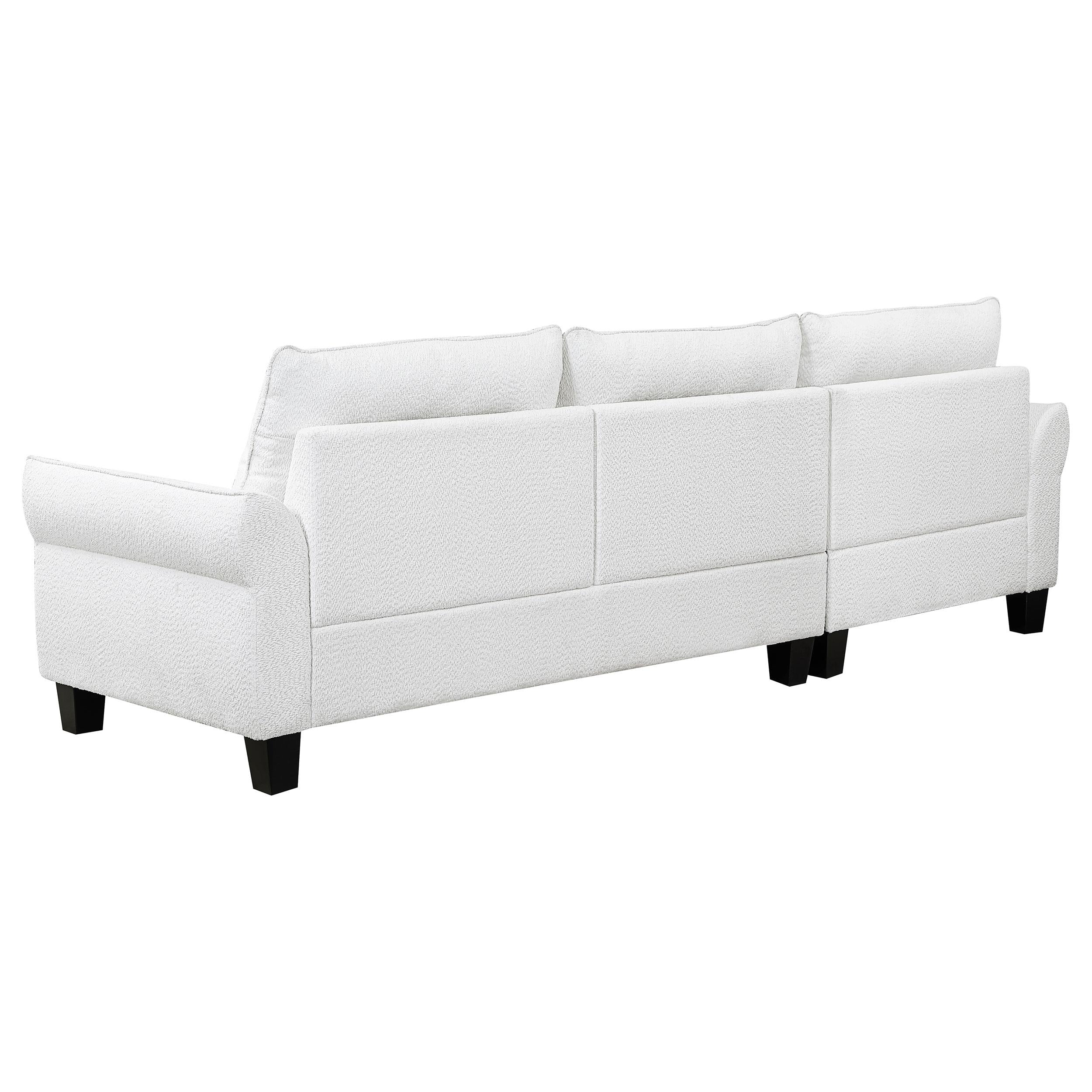  Coaster Furniture Caspian 509550 Upholstered Curved Arm Chaise Sectional Sofa - White IMAGE 7