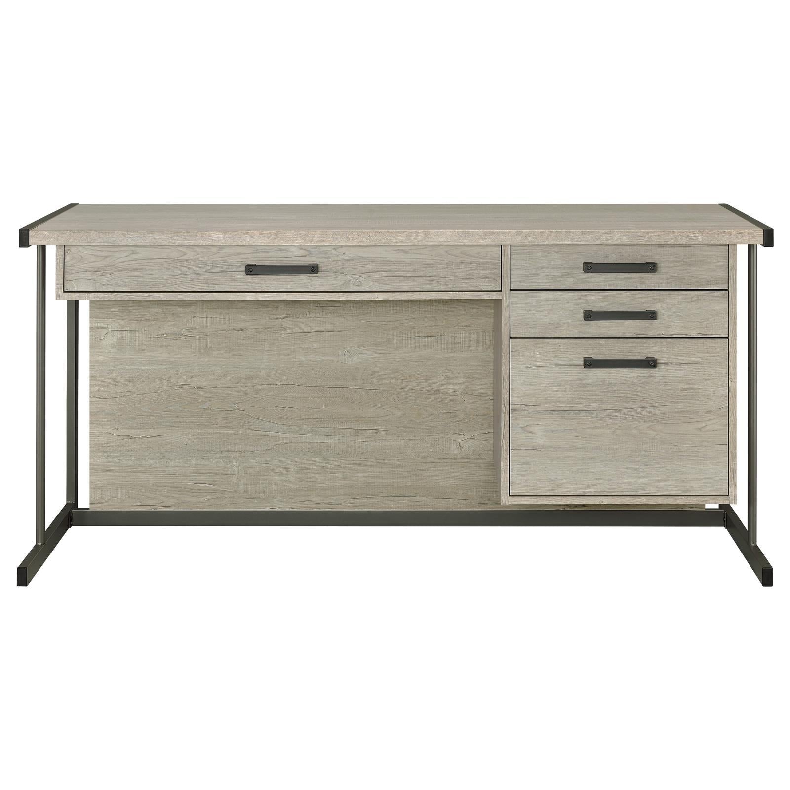  Coaster Furniture Loomis 805881 60-inch 4-Drawer Computer Desk - Whitewashed Grey IMAGE 4