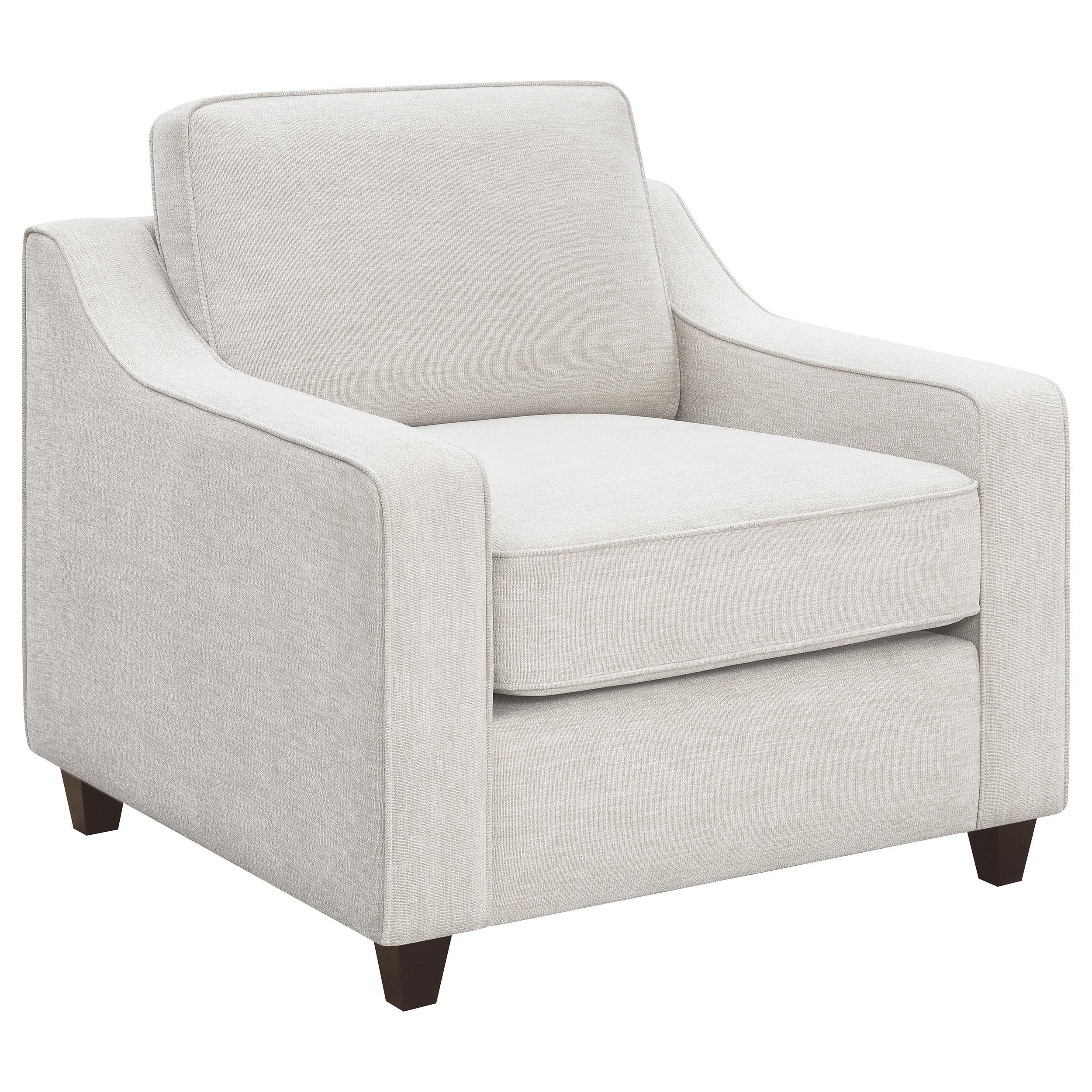  Coaster Furniture Christine 552063 Upholstered Sloped Arm Accent Chair - Beige IMAGE 1