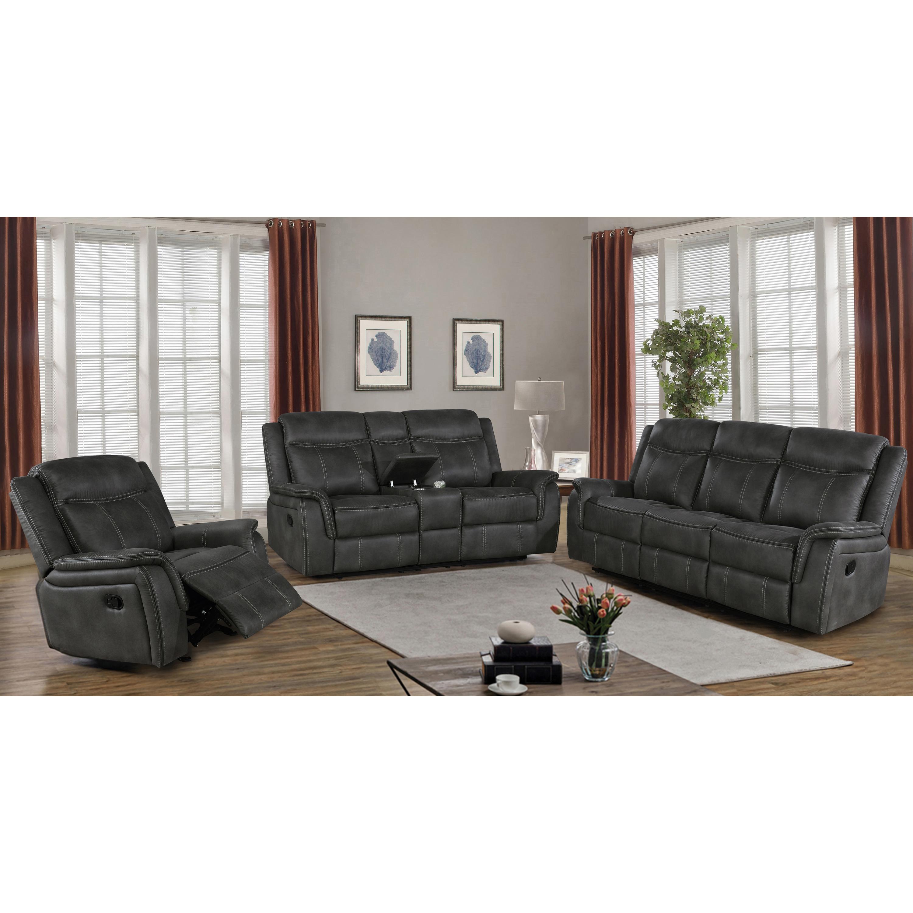  Coaster Furniture Lawrence 603506 Upholstered Padded Arm Glider Recliner - Charcoal IMAGE 3