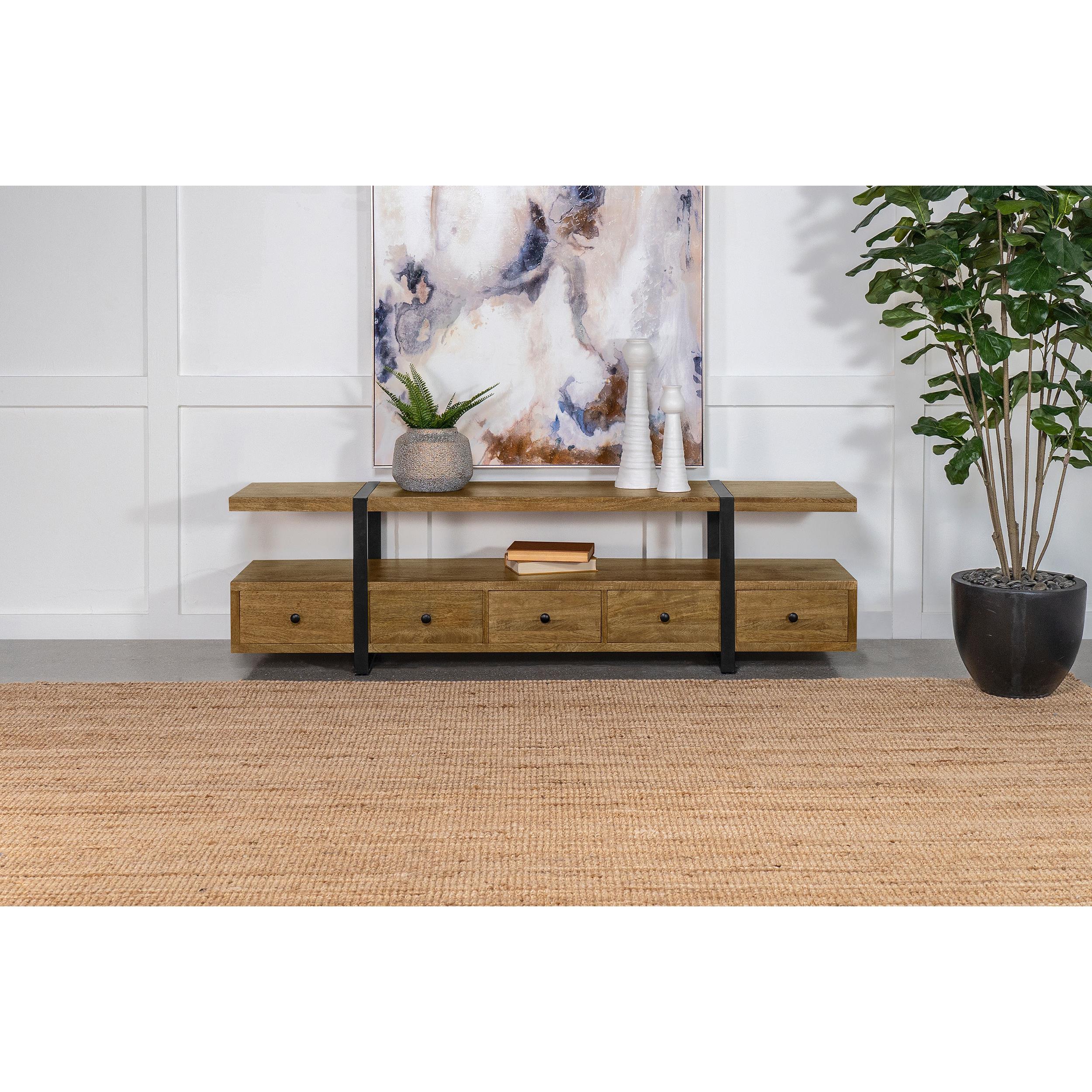  Coaster Furniture Otto 703243 5-Drawer Mango Wood 70" TV Stand Media Console - Brown IMAGE 10