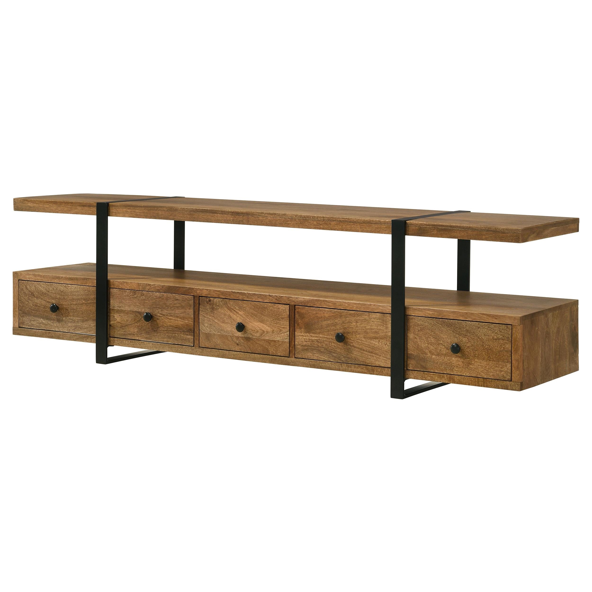  Coaster Furniture Otto 703243 5-Drawer Mango Wood 70" TV Stand Media Console - Brown IMAGE 5