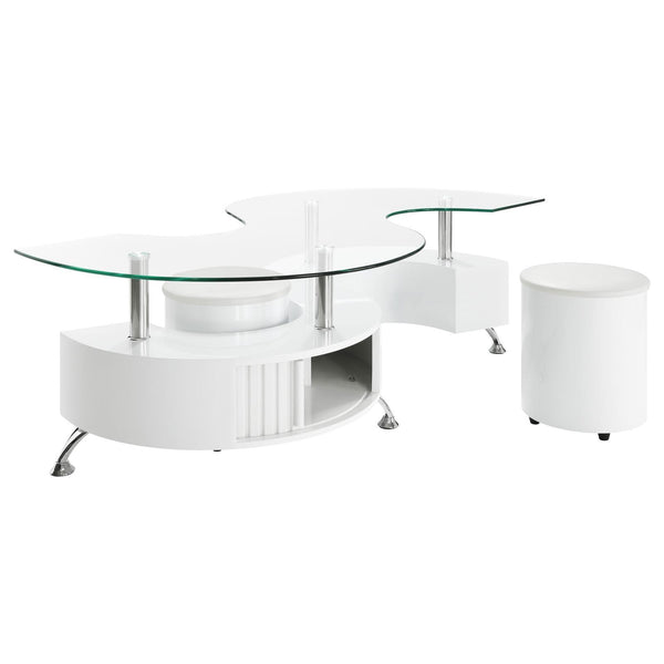 Coaster Furniture Buckley 703400 3-piece Coffee Table and Stools Set - White High Gloss