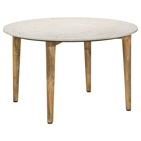 Coaster Furniture Aldis 703718 Round Marble Top Coffee Table - White and Natural