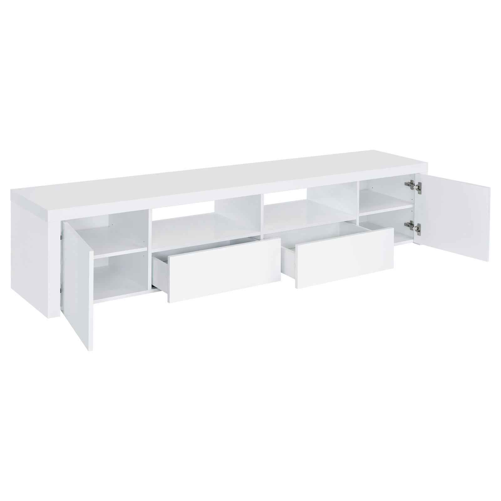  Coaster Furniture Jude 704262 2-door Engineered Wood 79" TV Stand - High Gloss White IMAGE 3