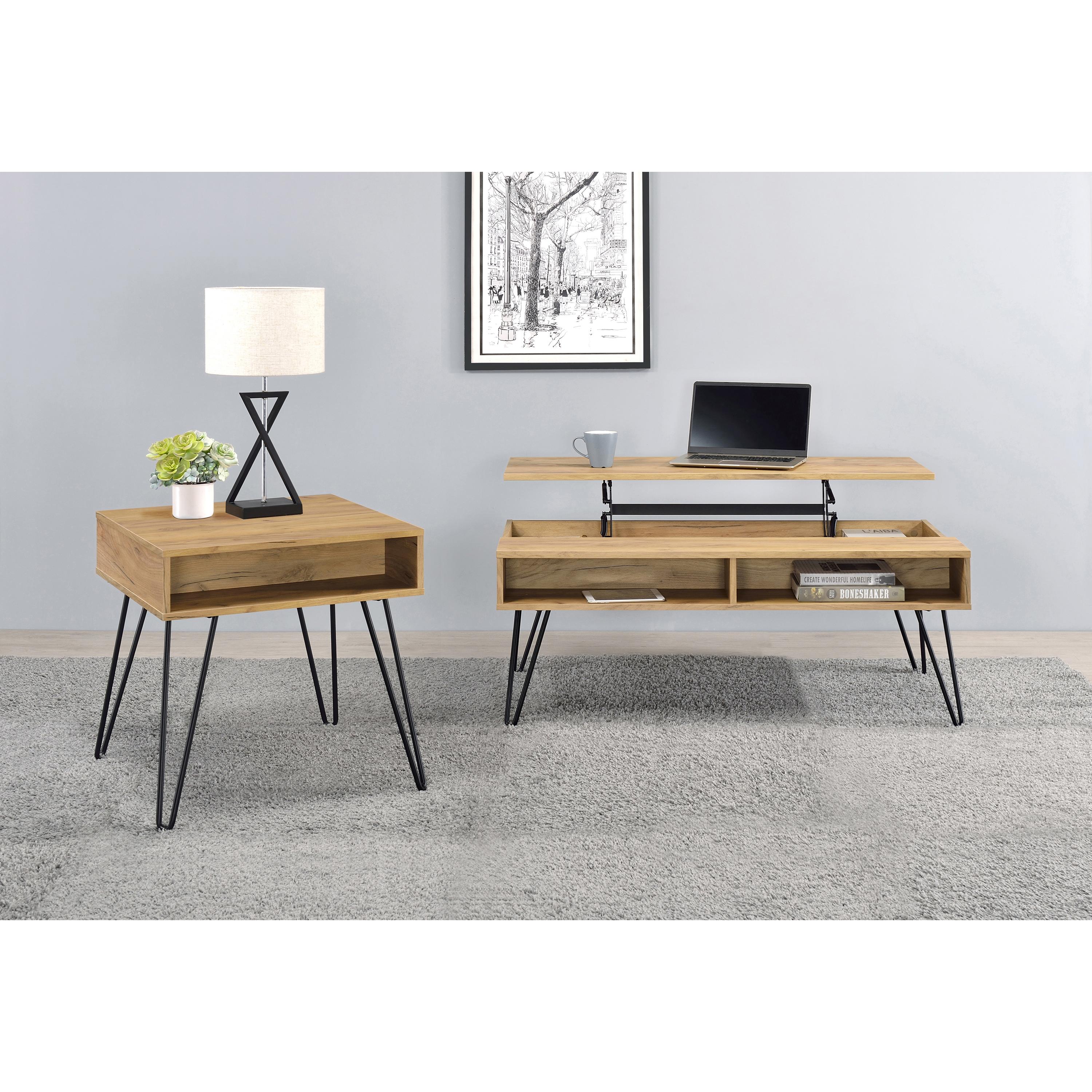  Coaster Furniture Fanning 723367 Engineered Wood Side End Table - Golden Oak IMAGE 4