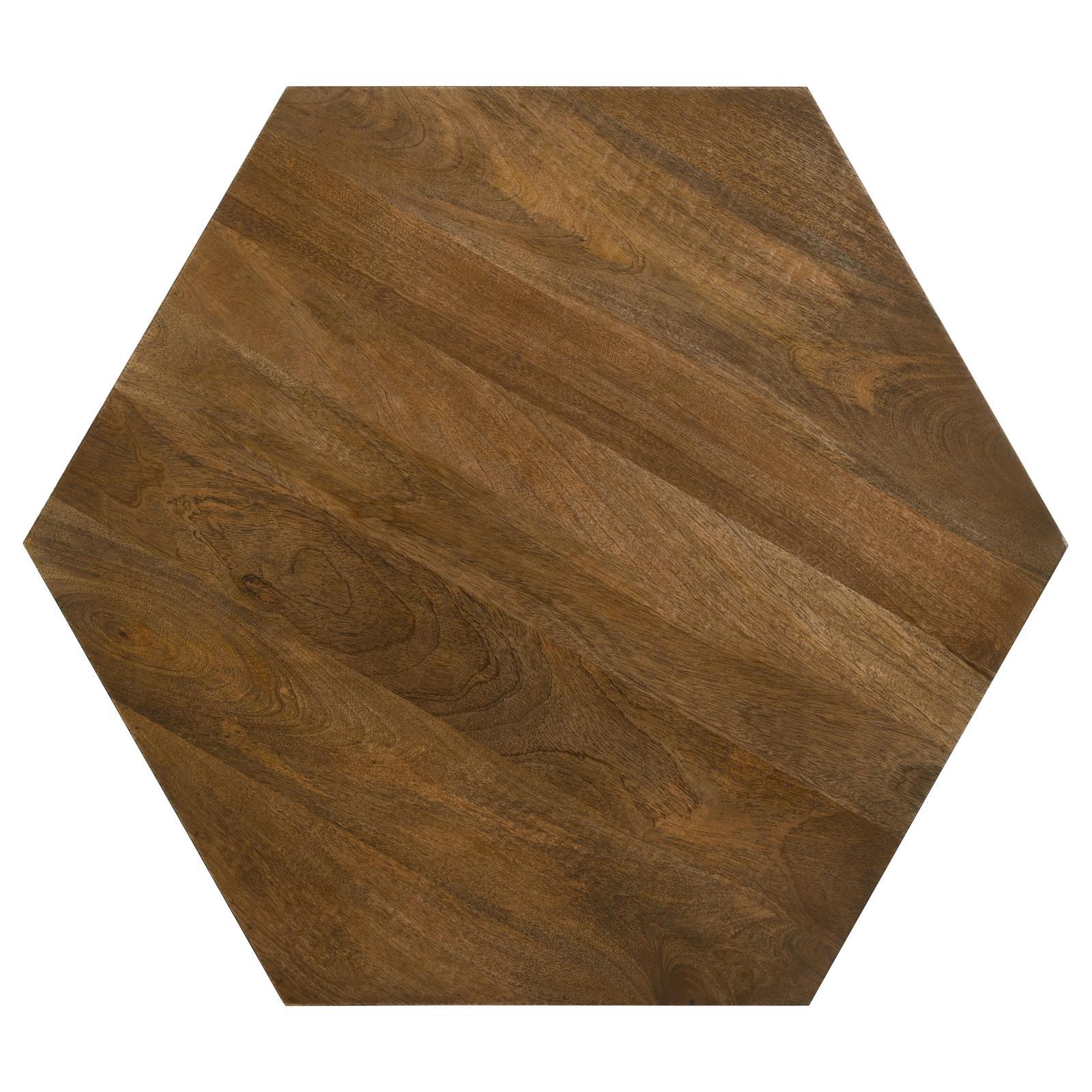  Coaster Furniture Zalika 724188 Hexagonal Solid Mango Wood Coffee Table - Natural IMAGE 3
