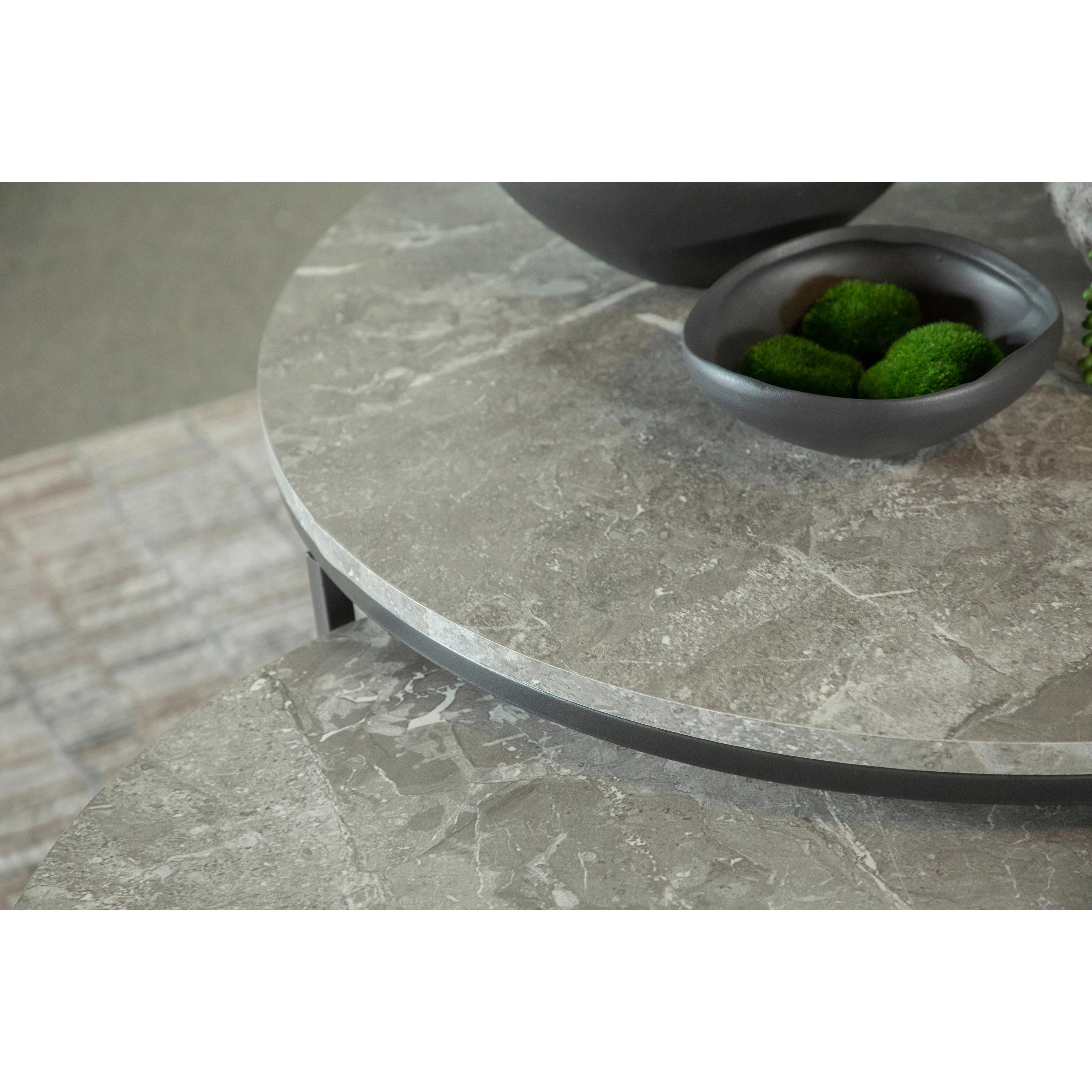  Coaster Furniture Lainey 736028 2-piece Round Faux Marble Nesting Coffee Table - Grey IMAGE 3