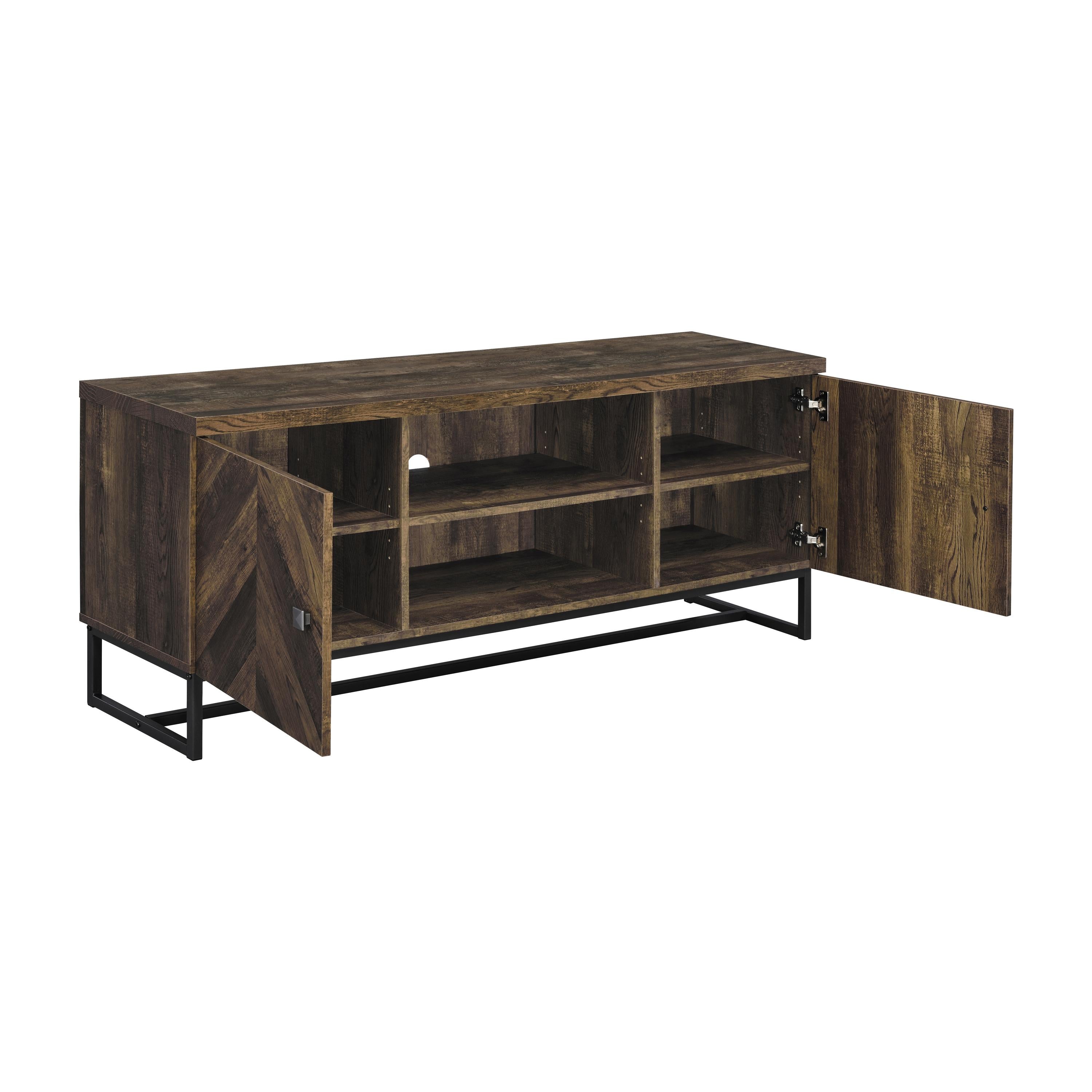  Coaster Furniture Myles 736052 2-door Engineered Wood 60" TV Stand - Rustic Oak IMAGE 3