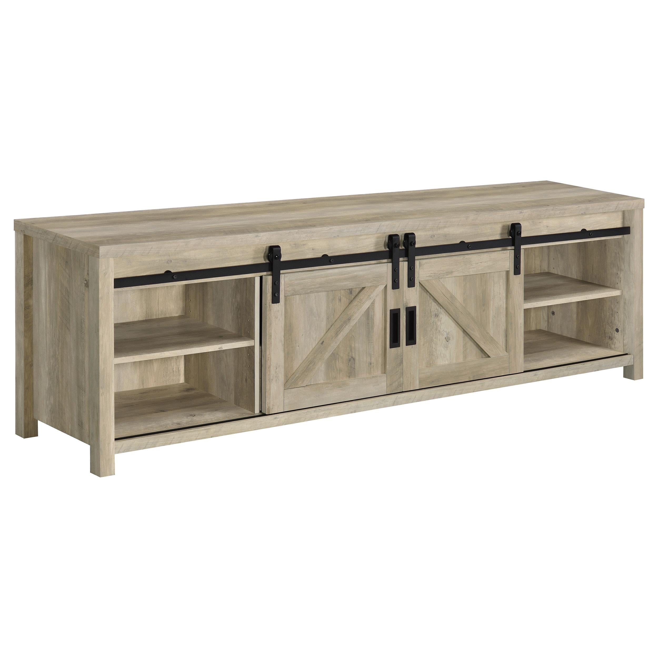  Coaster Furniture Madra 736263 2-door Engineered Wood 79" TV Stand - Distressed Pine IMAGE 3