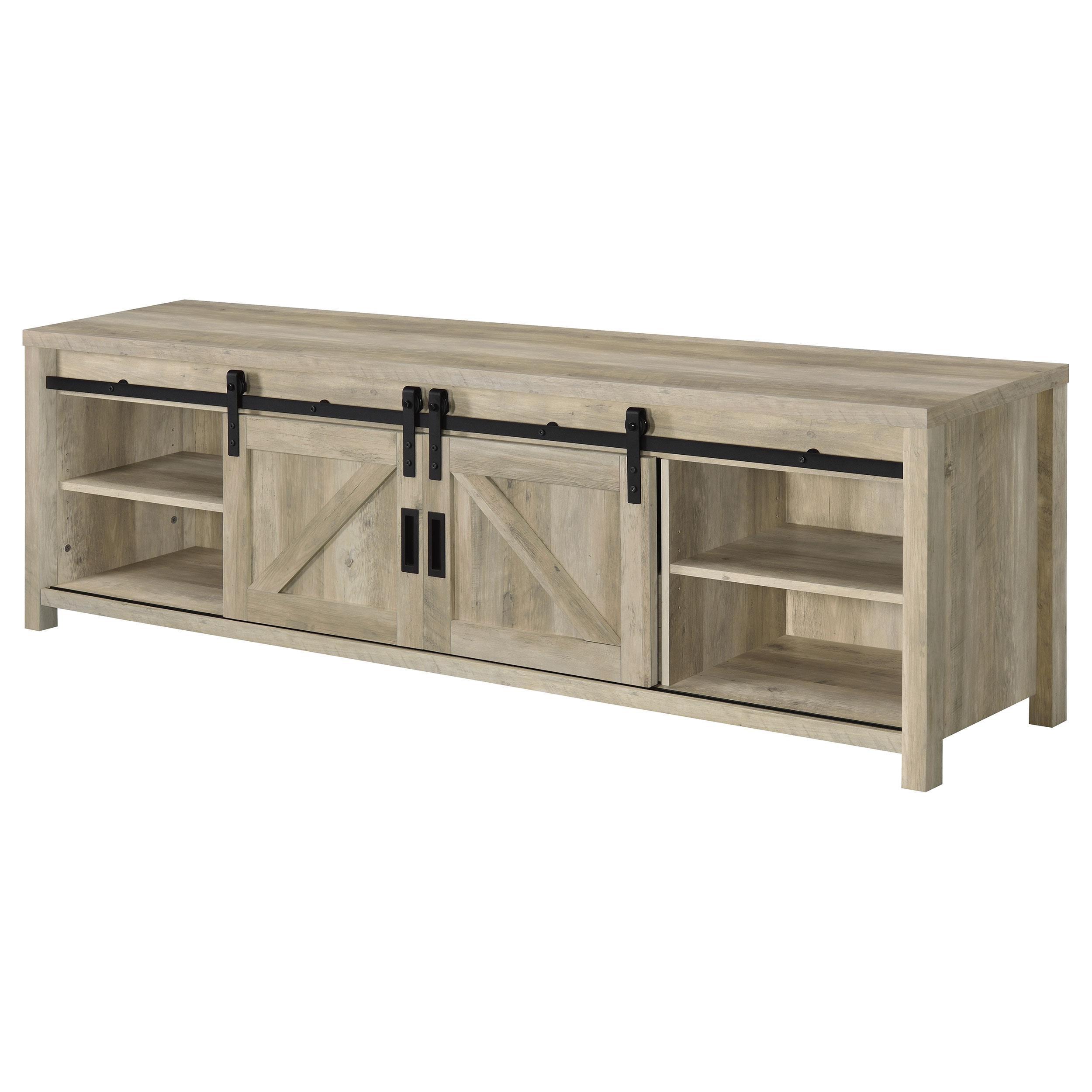  Coaster Furniture Madra 736263 2-door Engineered Wood 79" TV Stand - Distressed Pine IMAGE 6