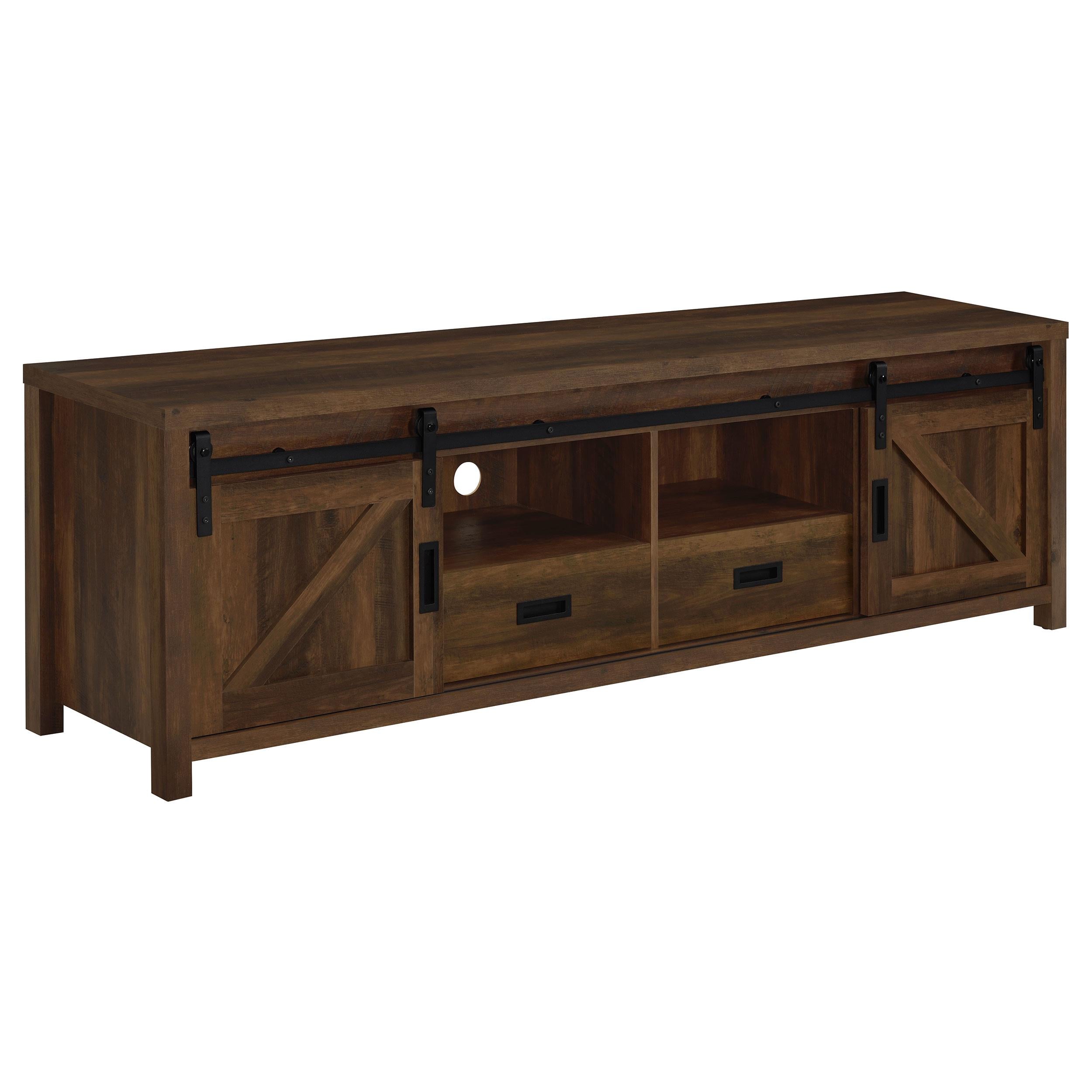  Coaster Furniture Madra 736273 2-door Engineered Wood 79" TV Stand - Dark Pine IMAGE 1