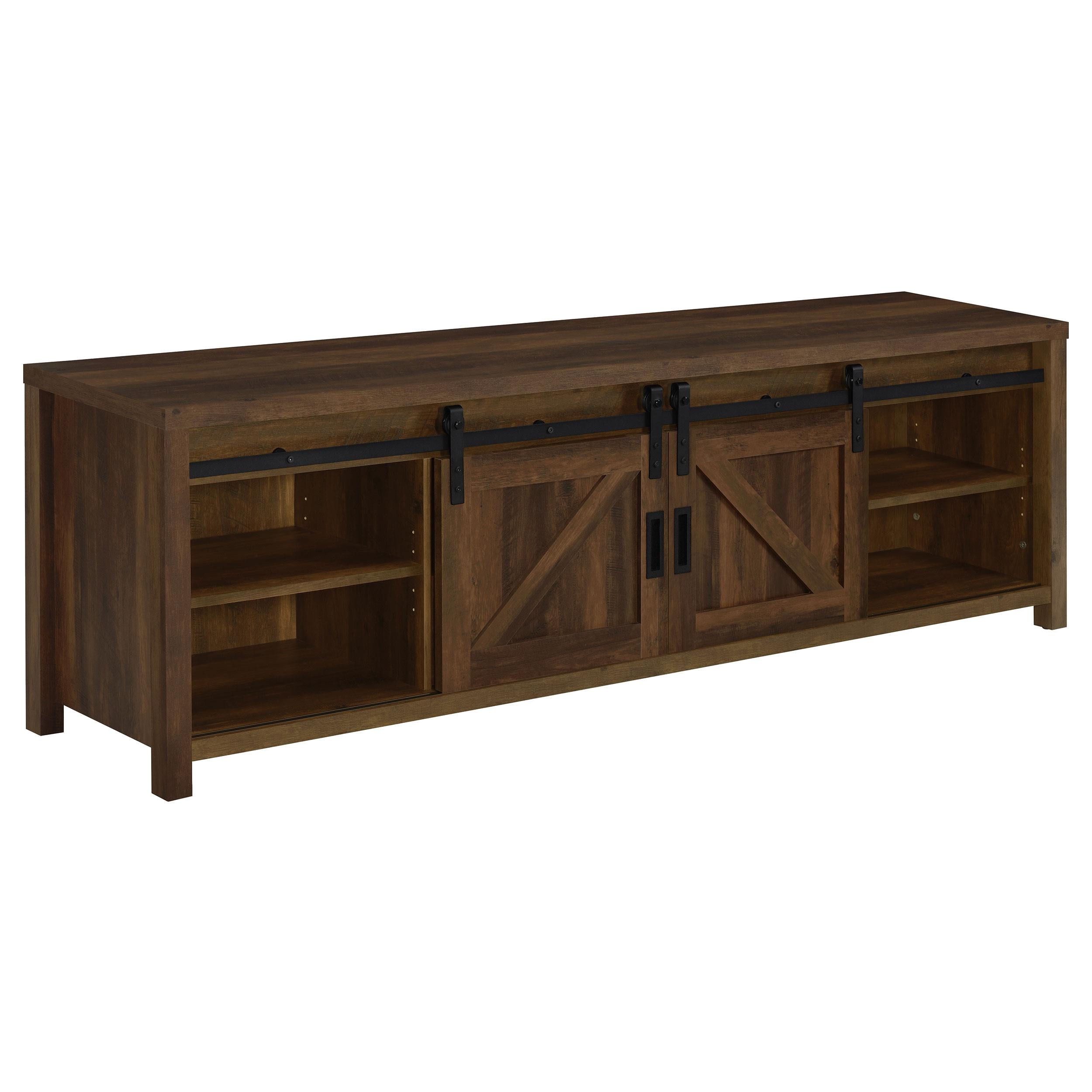 Coaster Furniture Madra 736273 2-door Engineered Wood 79" TV Stand - Dark Pine IMAGE 3