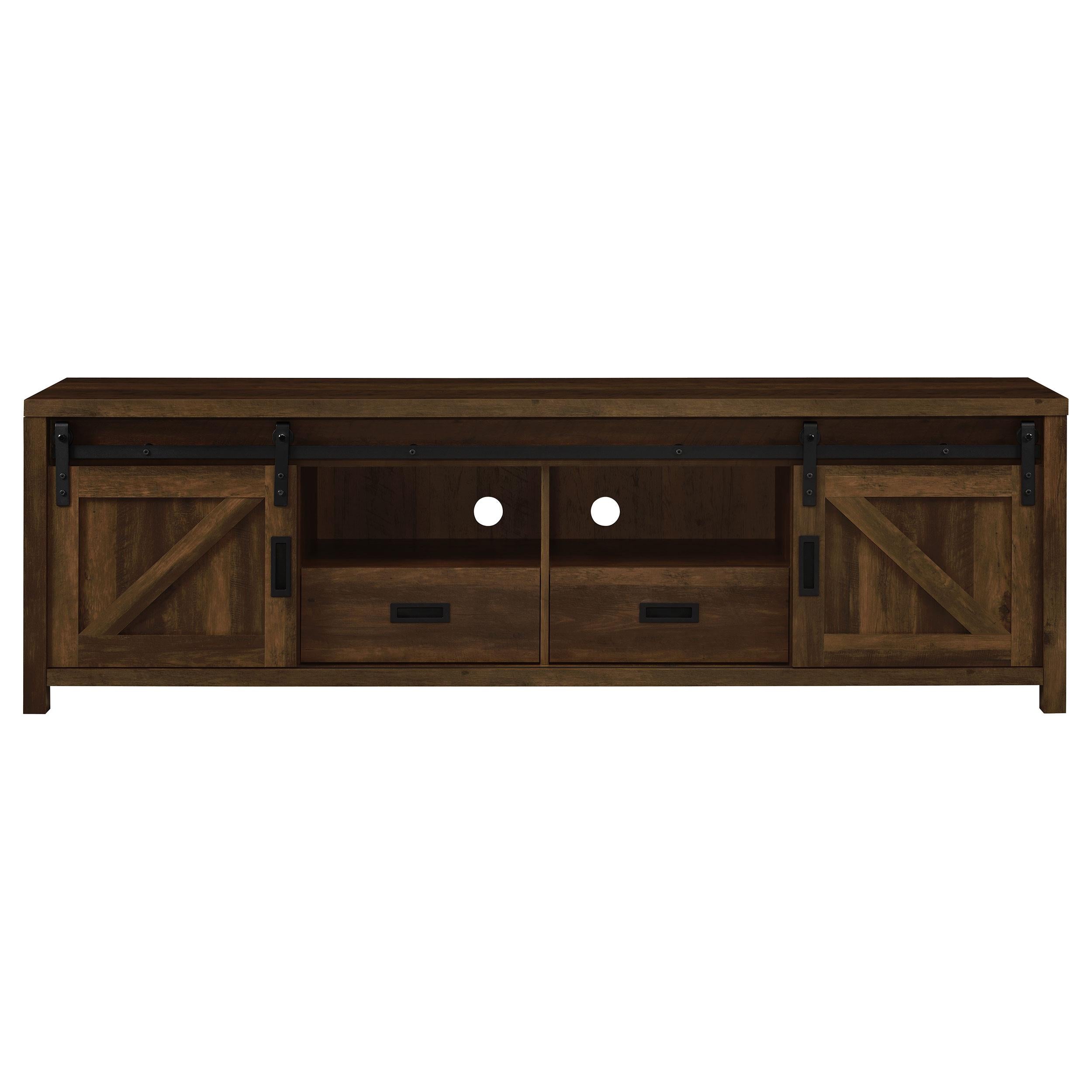  Coaster Furniture Madra 736273 2-door Engineered Wood 79" TV Stand - Dark Pine IMAGE 4