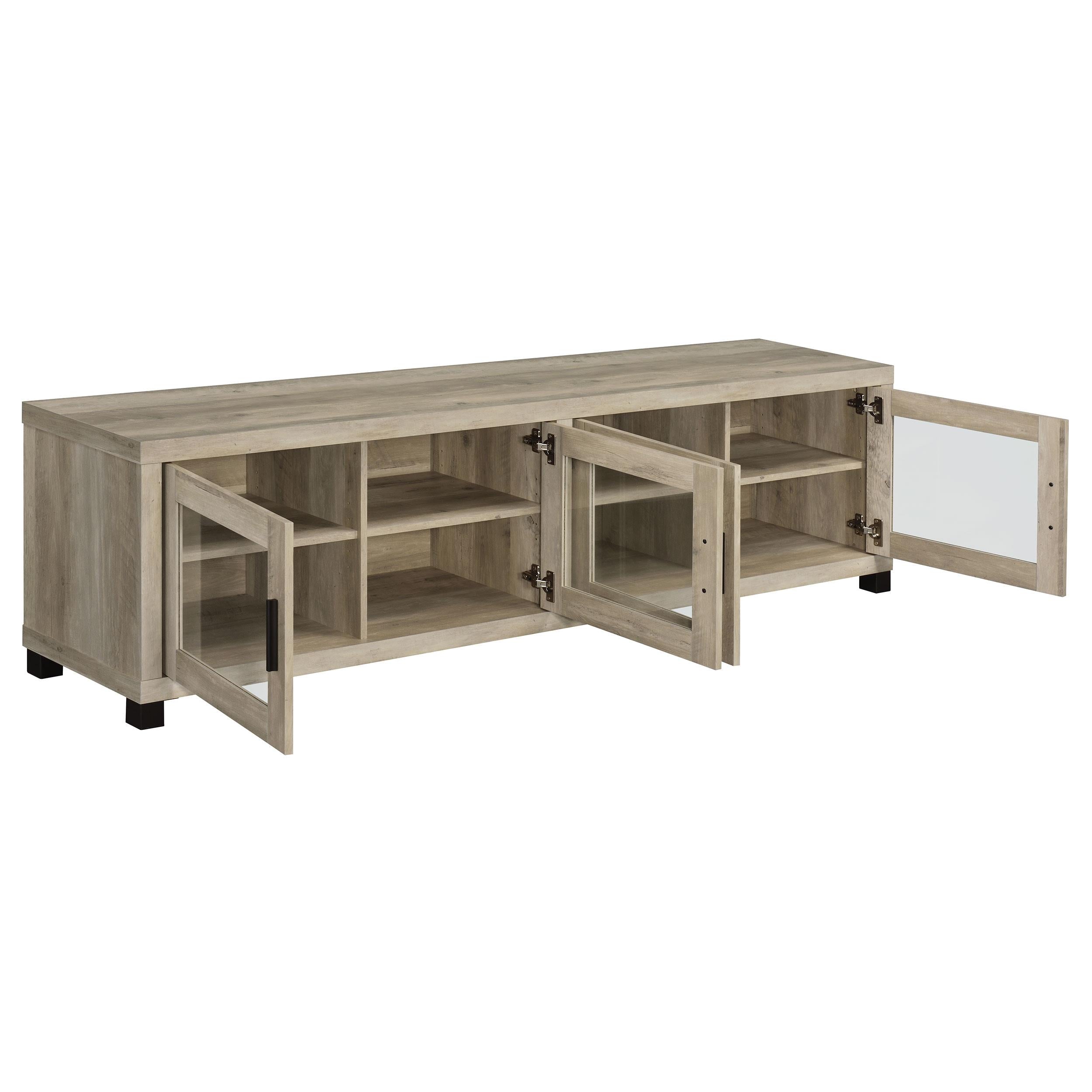 Coaster Furniture Sachin 736283 4-door Engineered Wood 79" TV Stand - Distressed Pine IMAGE 2