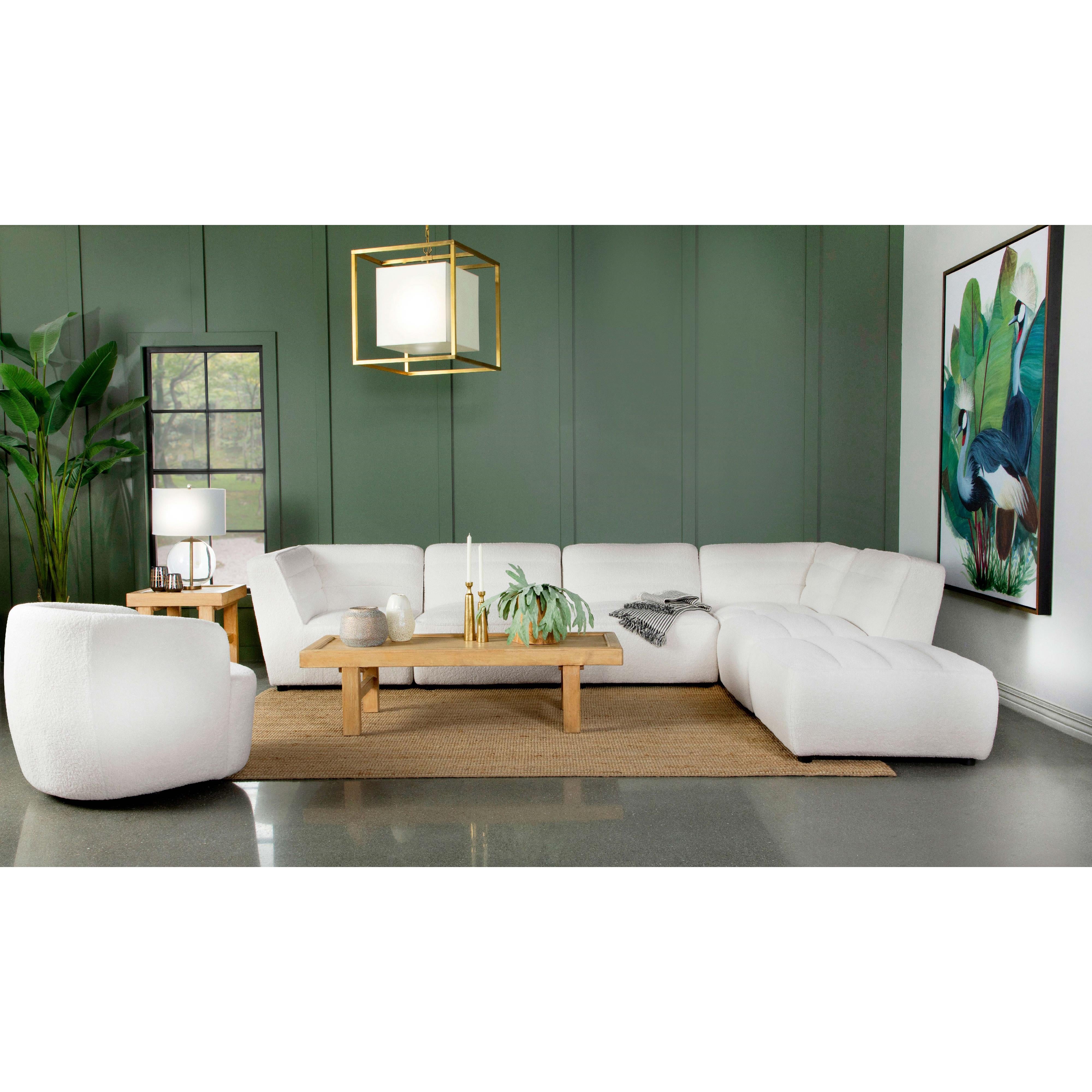  Coaster Furniture Hudson 905726 Faux Sheepskin Upholstered Swivel Chair - Natural IMAGE 10