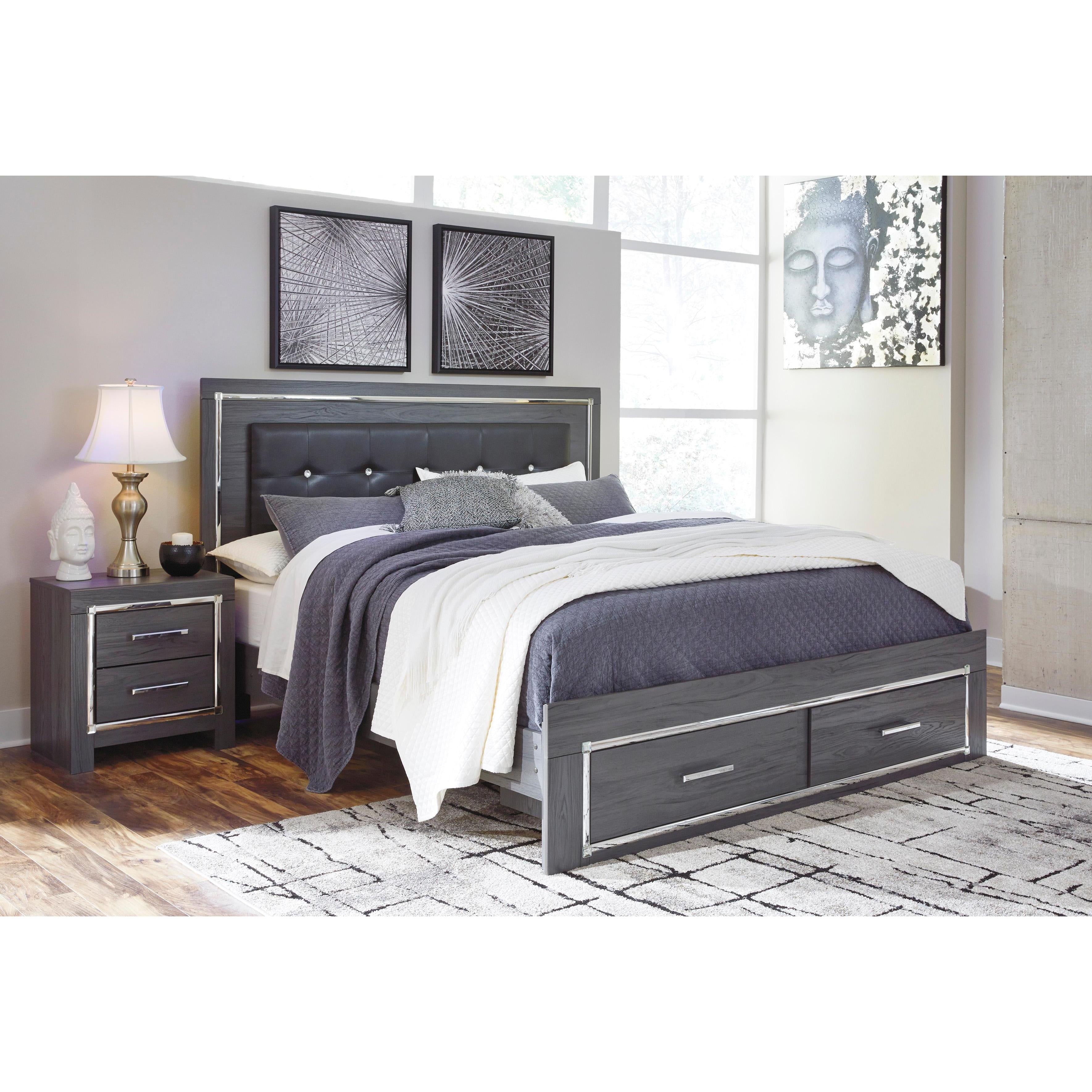  Size_King --  Lodanna B214B13 King Panel Bed with 2 Storage Drawers IMAGE 1
