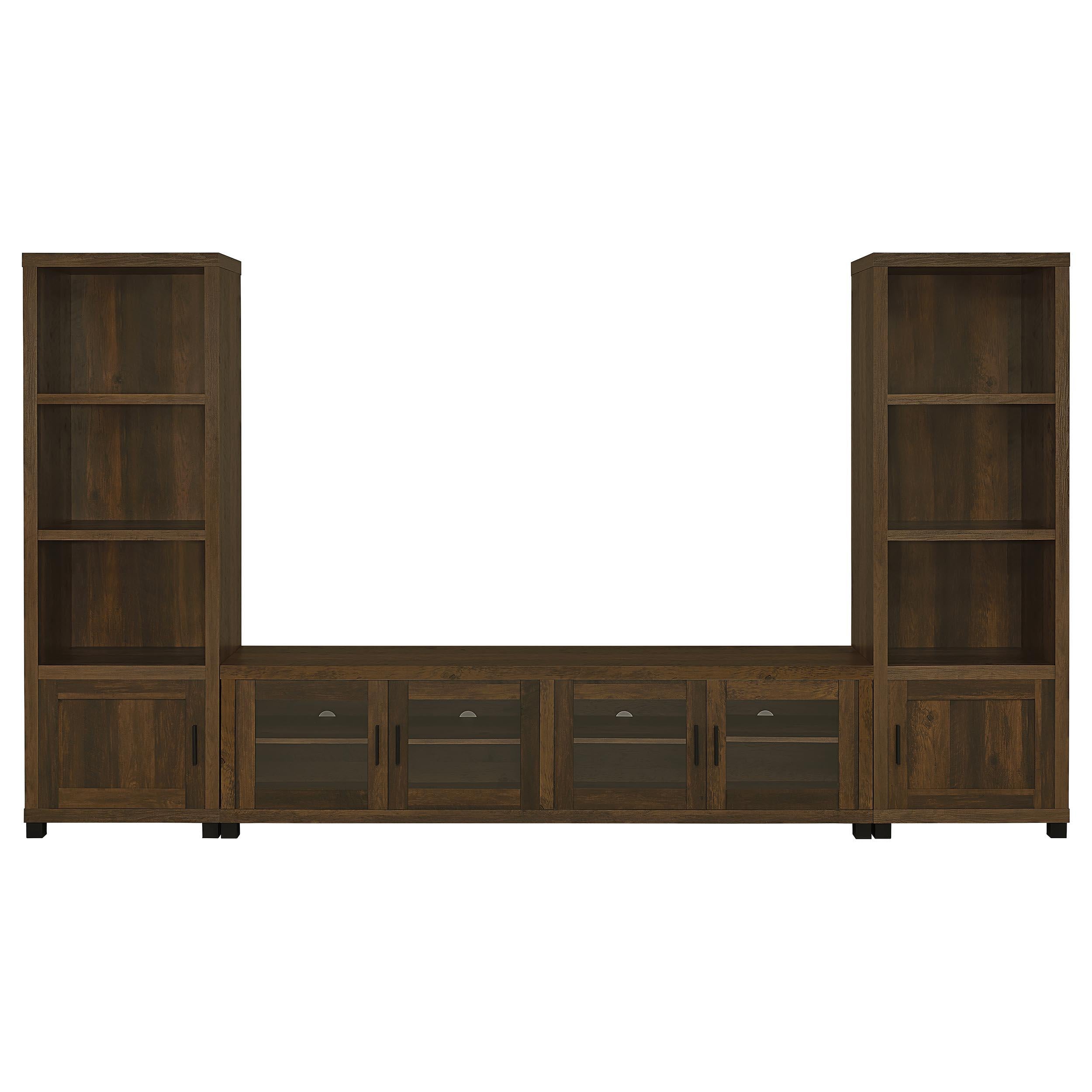  Coaster Furniture Sachin 736293-SET 3-piece Entertainment Center with 79" TV Stand - Dark Pine IMAGE 1