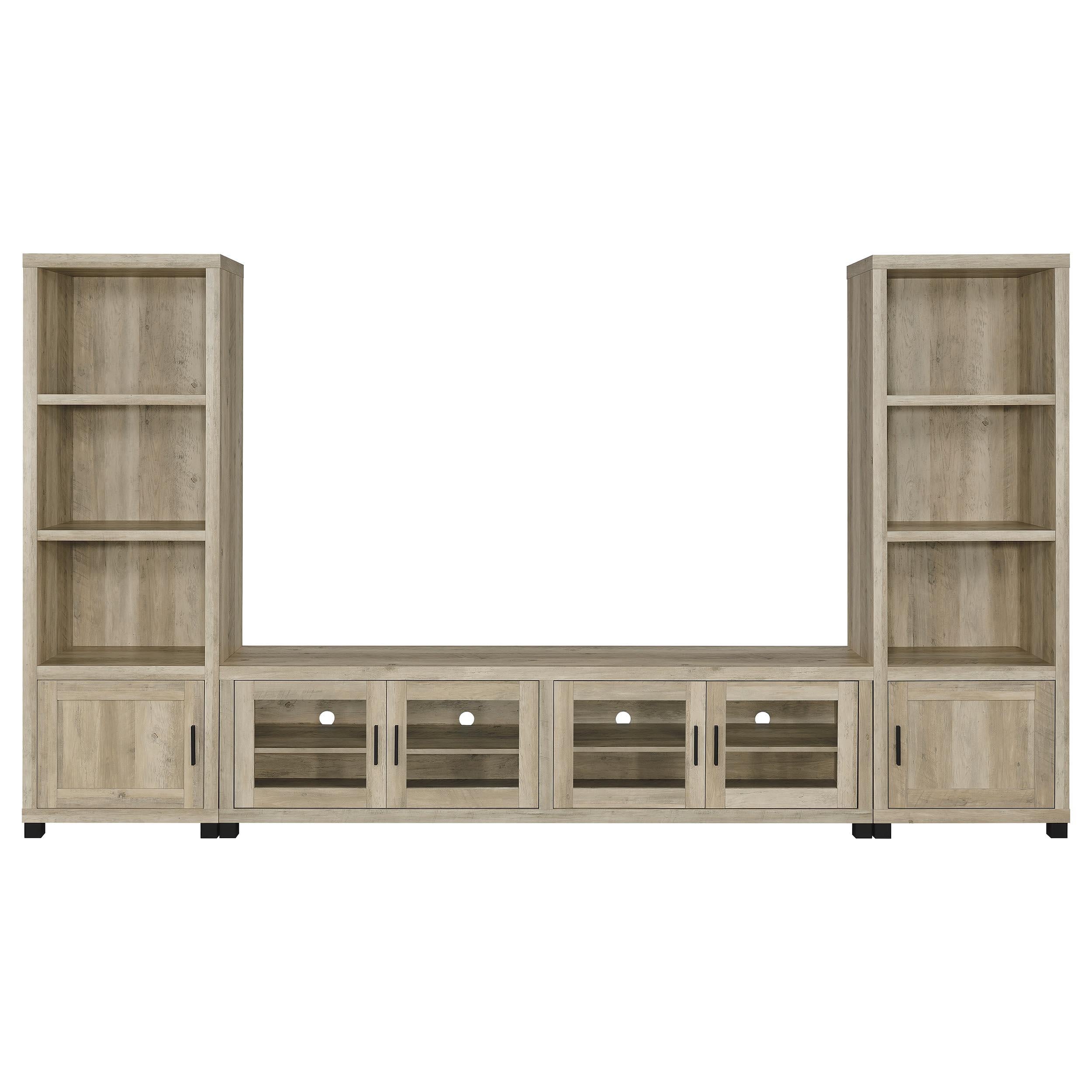  Coaster Furniture Sachin 736283-SET 3-piece Entertainment Center with 79" TV Stand - Antique Pine IMAGE 1