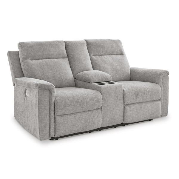 Signature Design by Ashley Barnsana 3320196 Double Reclining Power Loveseat with Console