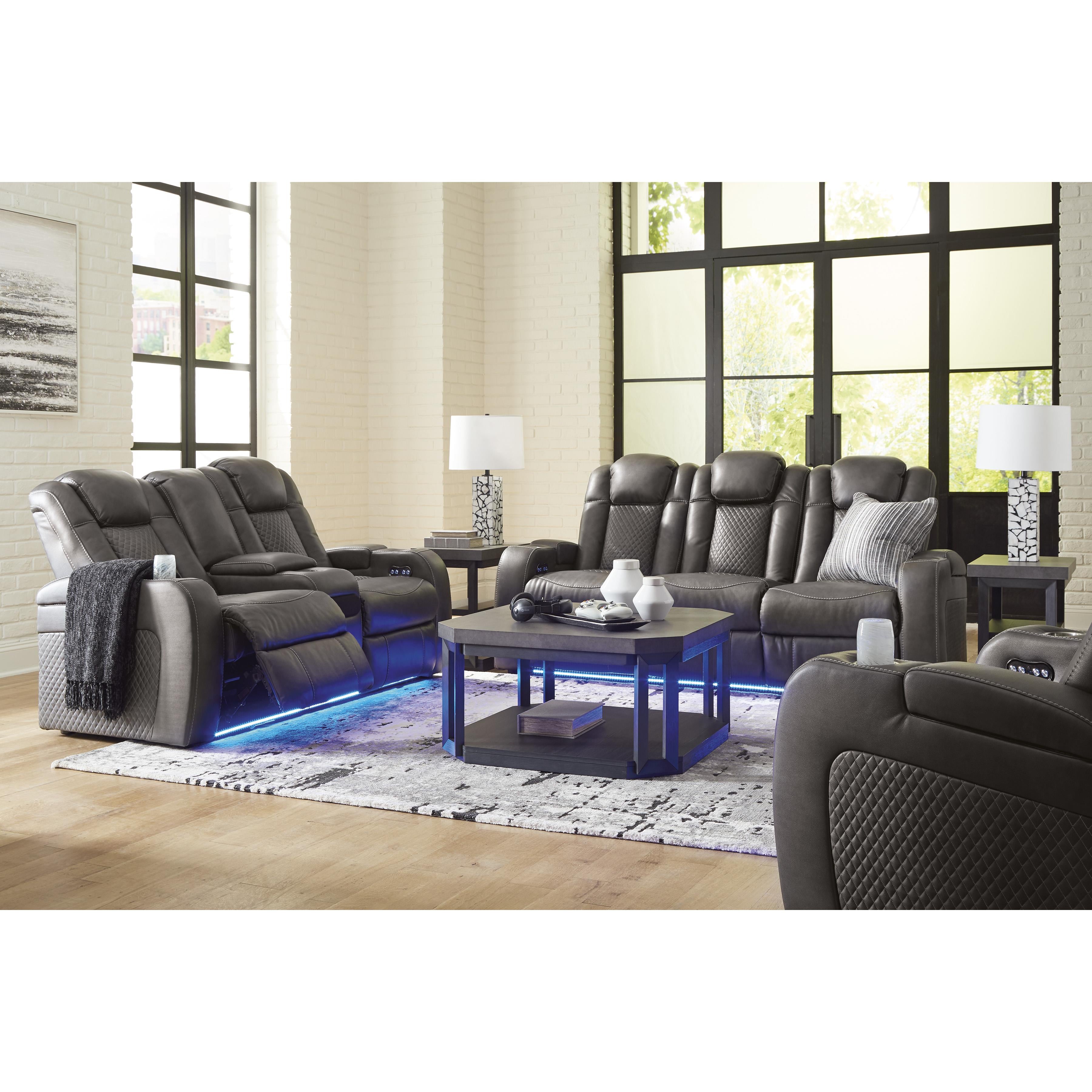  Manufacturer Color_Shadow --  Signature Design by Ashley Fyne Dyme Power Leather Look Recliner IMAGE 11