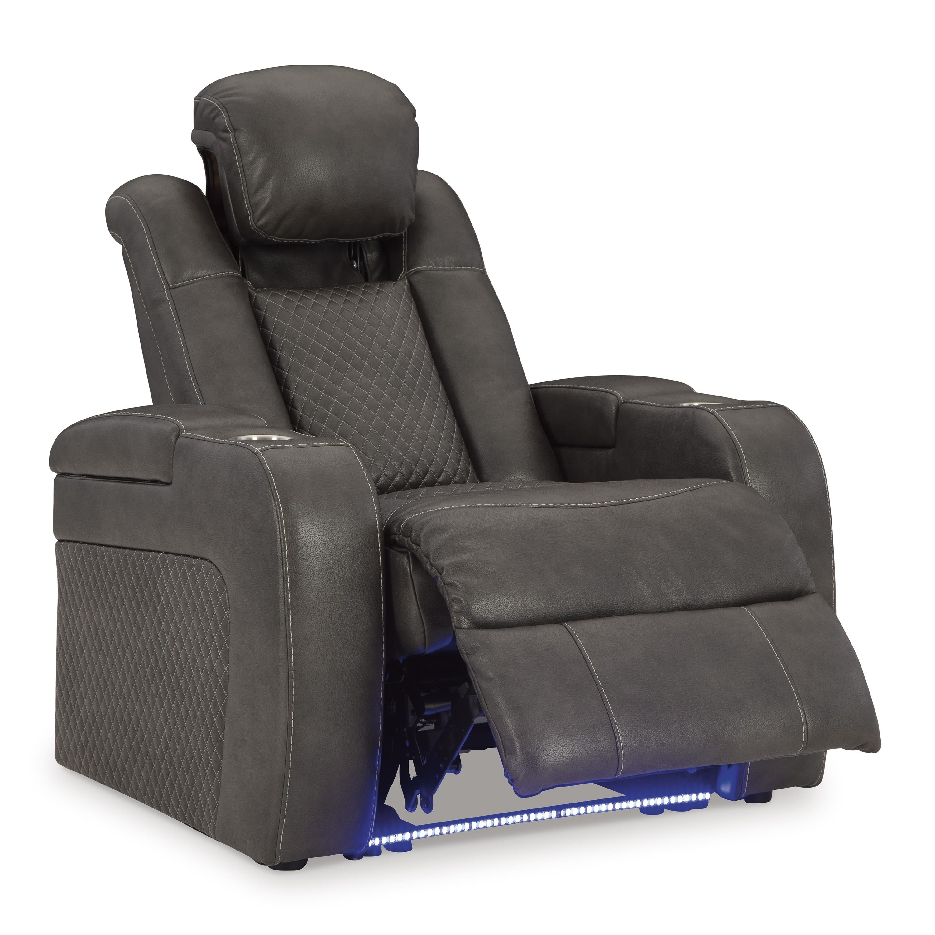  Manufacturer Color_Shadow --  Signature Design by Ashley Fyne Dyme Power Leather Look Recliner IMAGE 2