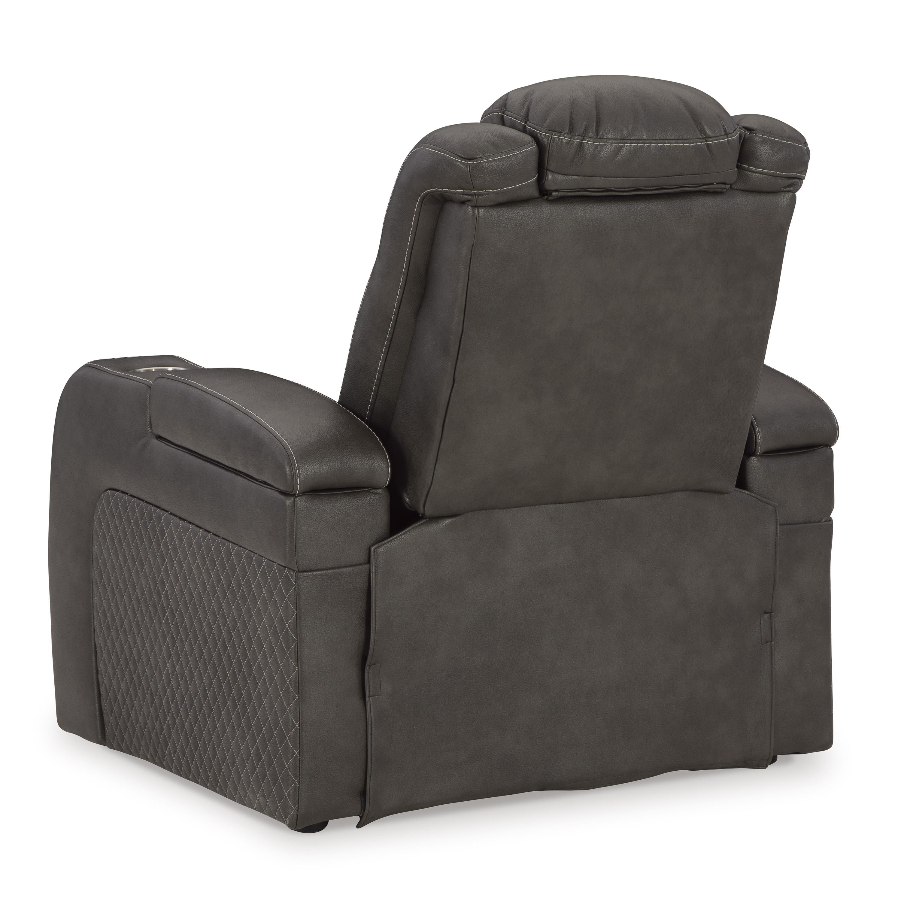  Manufacturer Color_Shadow --  Signature Design by Ashley Fyne Dyme Power Leather Look Recliner IMAGE 5
