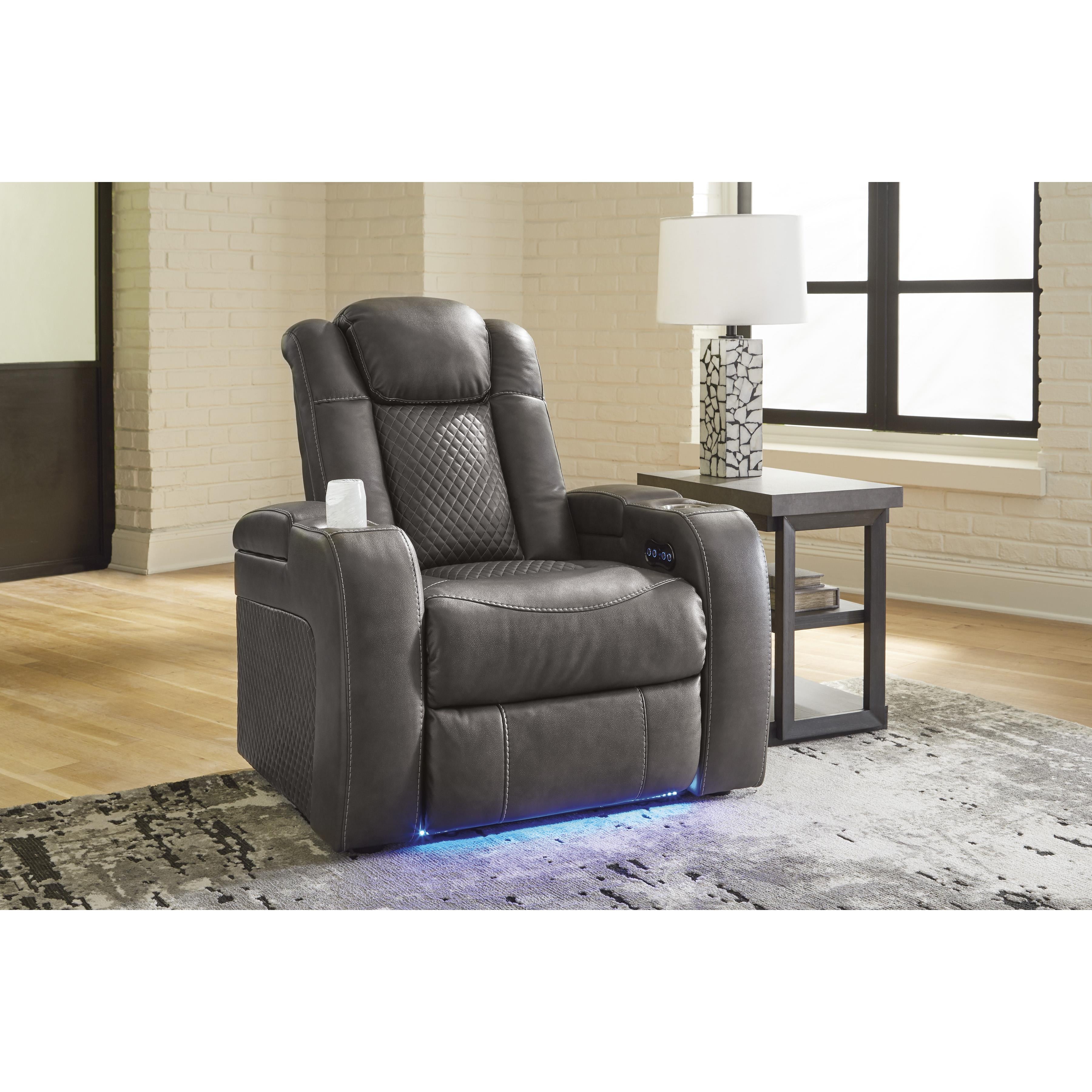  Manufacturer Color_Shadow --  Signature Design by Ashley Fyne Dyme Power Leather Look Recliner IMAGE 6