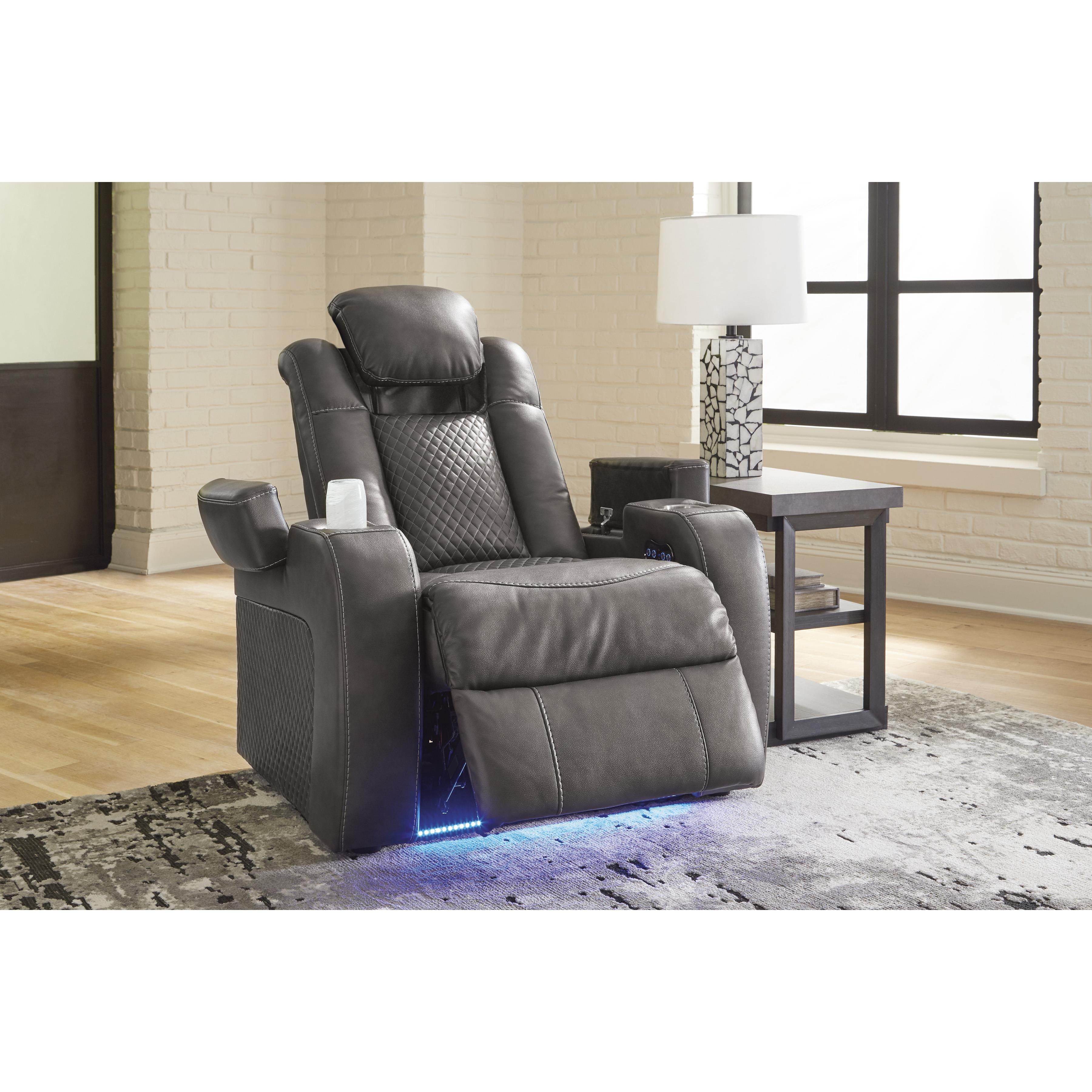  Manufacturer Color_Shadow --  Signature Design by Ashley Fyne Dyme Power Leather Look Recliner IMAGE 7