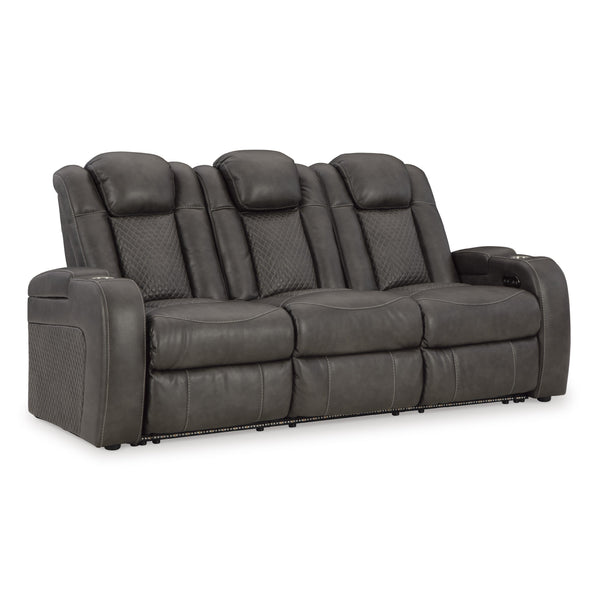 Signature Design by Ashley Fyne Dyme Power Reclining Leather Look Sofa