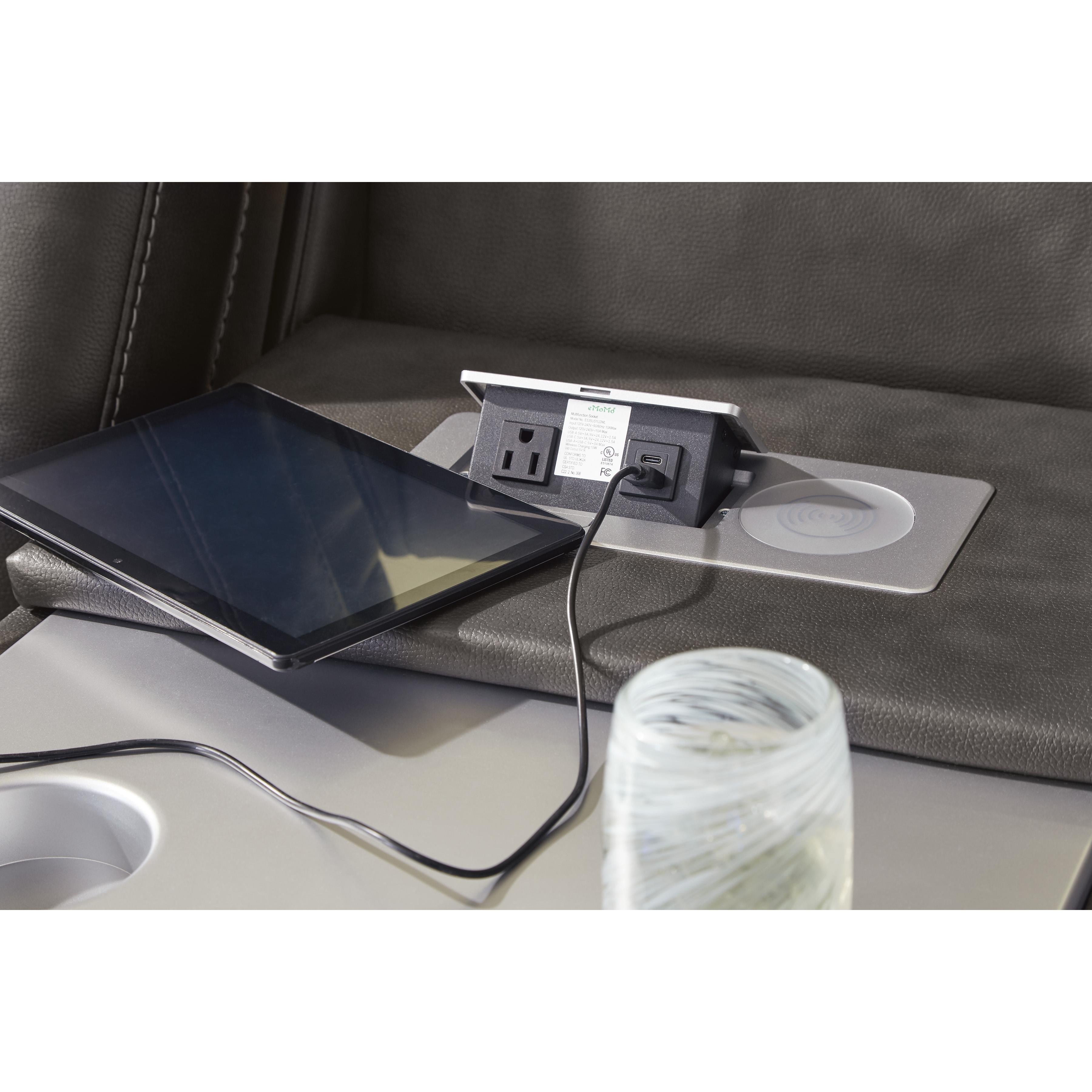  Manufacturer Color_Shadow --  Signature Design by Ashley Fyne Dyme Power Reclining Leather Look Sofa IMAGE 10