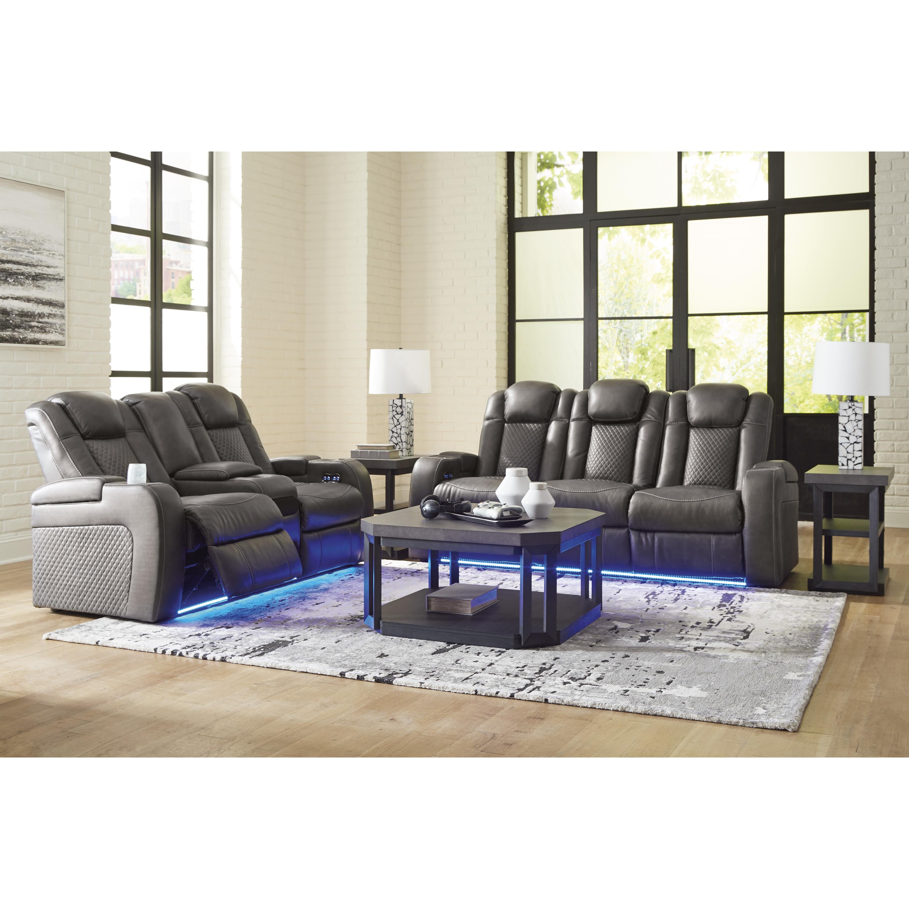  Manufacturer Color_Shadow --  Signature Design by Ashley Fyne Dyme Power Reclining Leather Look Sofa IMAGE 18