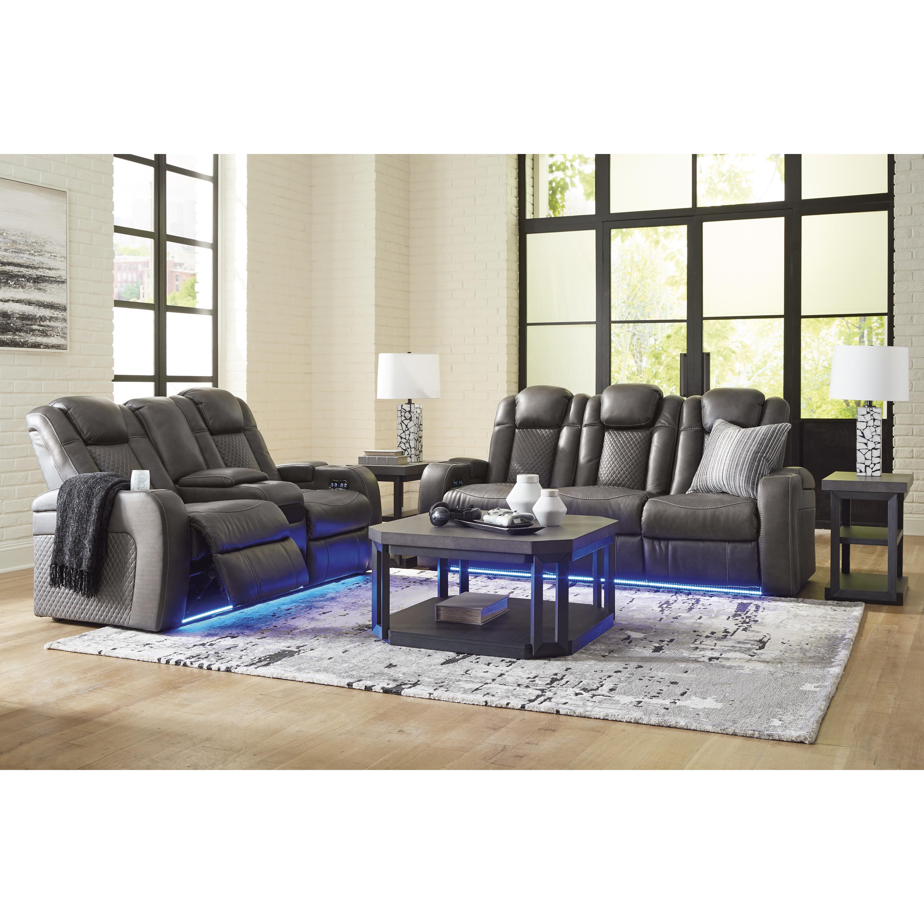 Manufacturer Color_Shadow --  Signature Design by Ashley Fyne Dyme Power Reclining Leather Look Sofa IMAGE 19