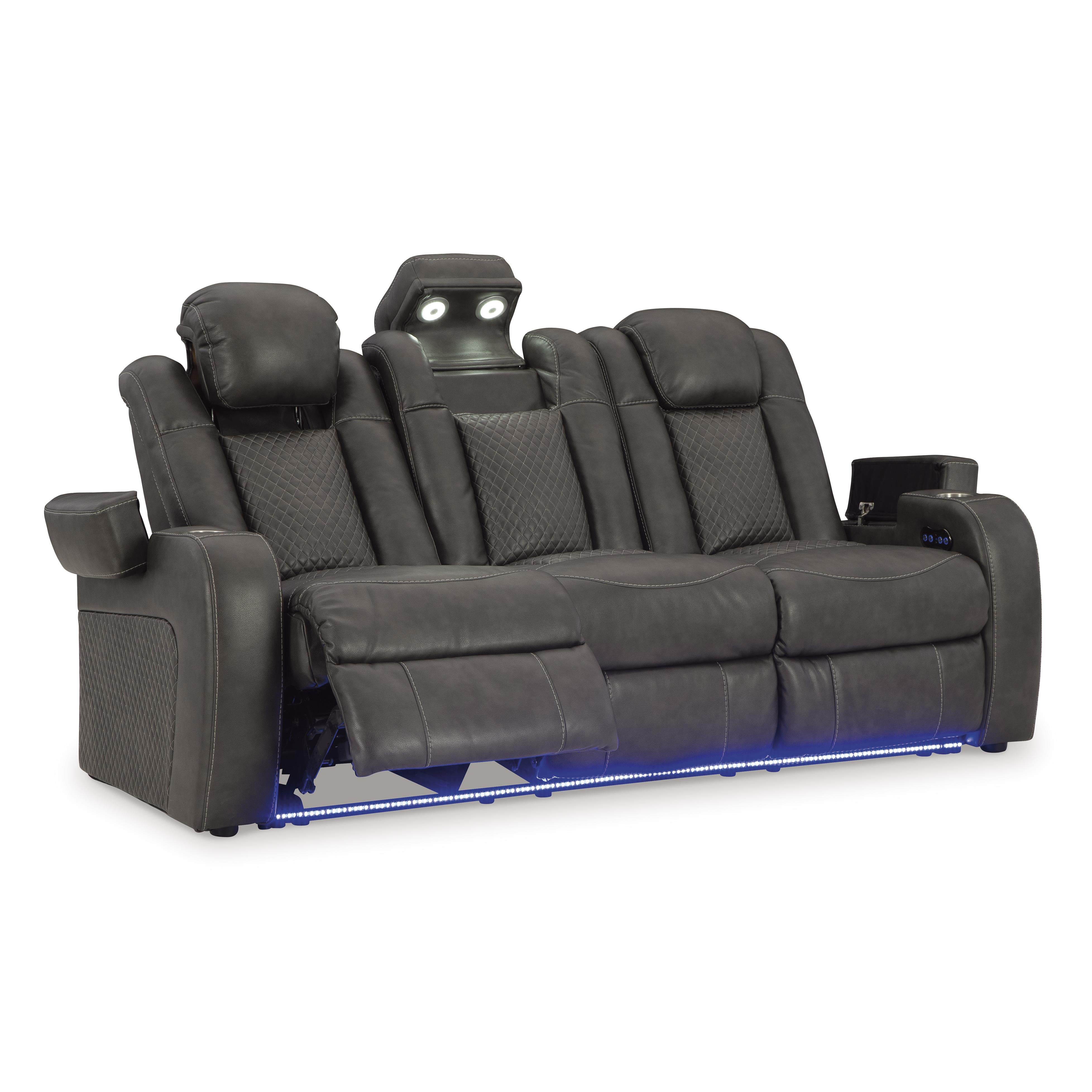  Manufacturer Color_Shadow --  Signature Design by Ashley Fyne Dyme Power Reclining Leather Look Sofa IMAGE 2