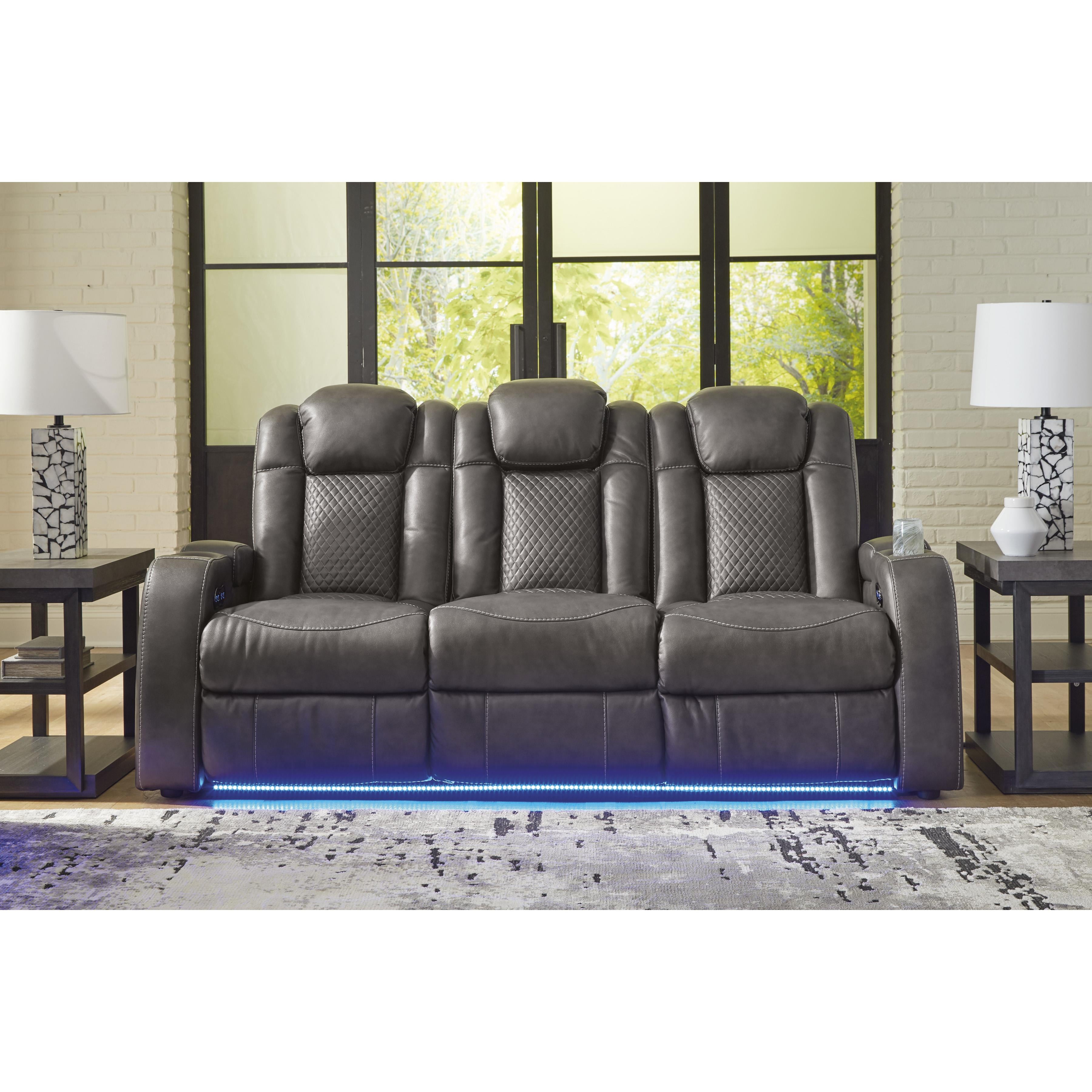  Manufacturer Color_Shadow --  Signature Design by Ashley Fyne Dyme Power Reclining Leather Look Sofa IMAGE 6