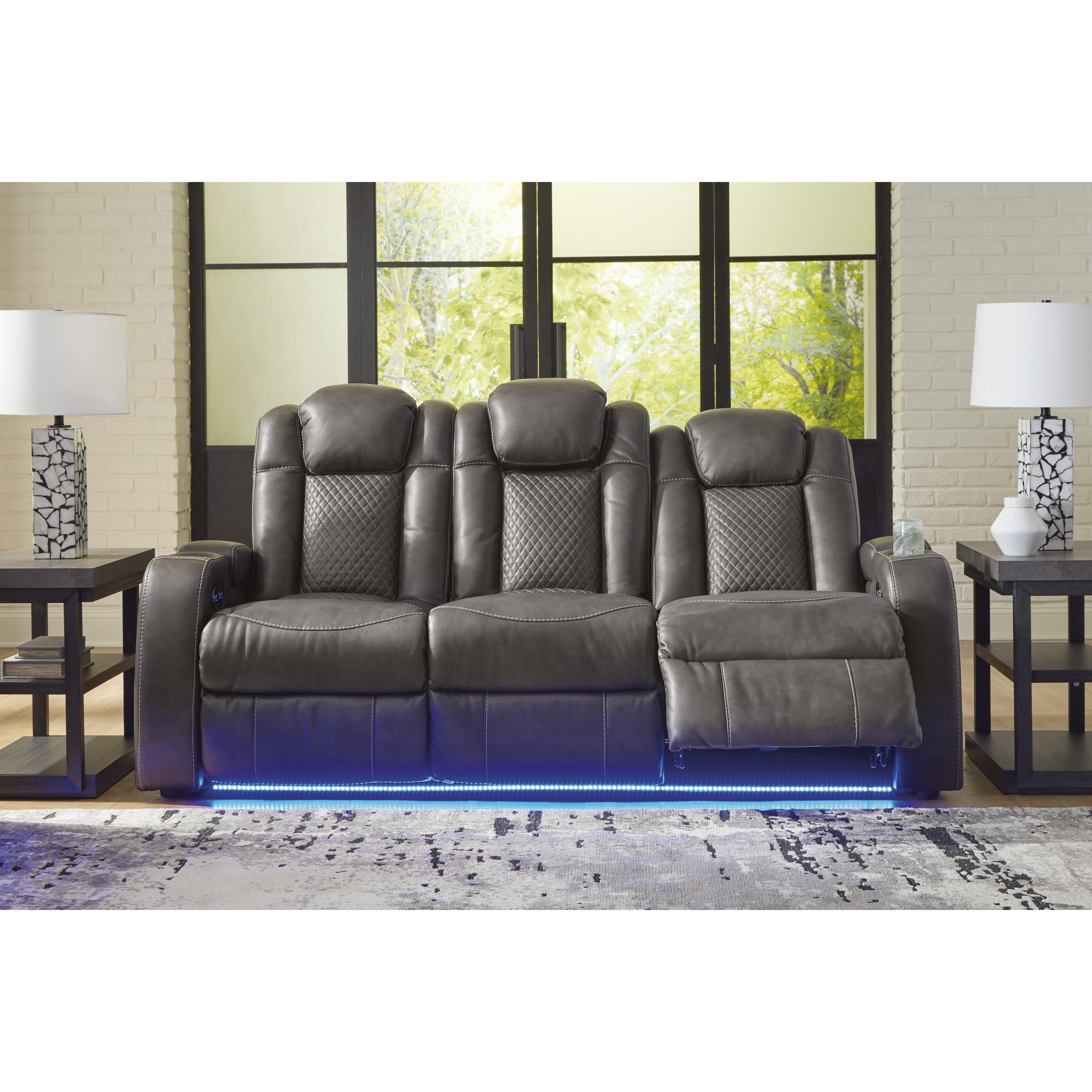  Manufacturer Color_Shadow --  Signature Design by Ashley Fyne Dyme Power Reclining Leather Look Sofa IMAGE 7