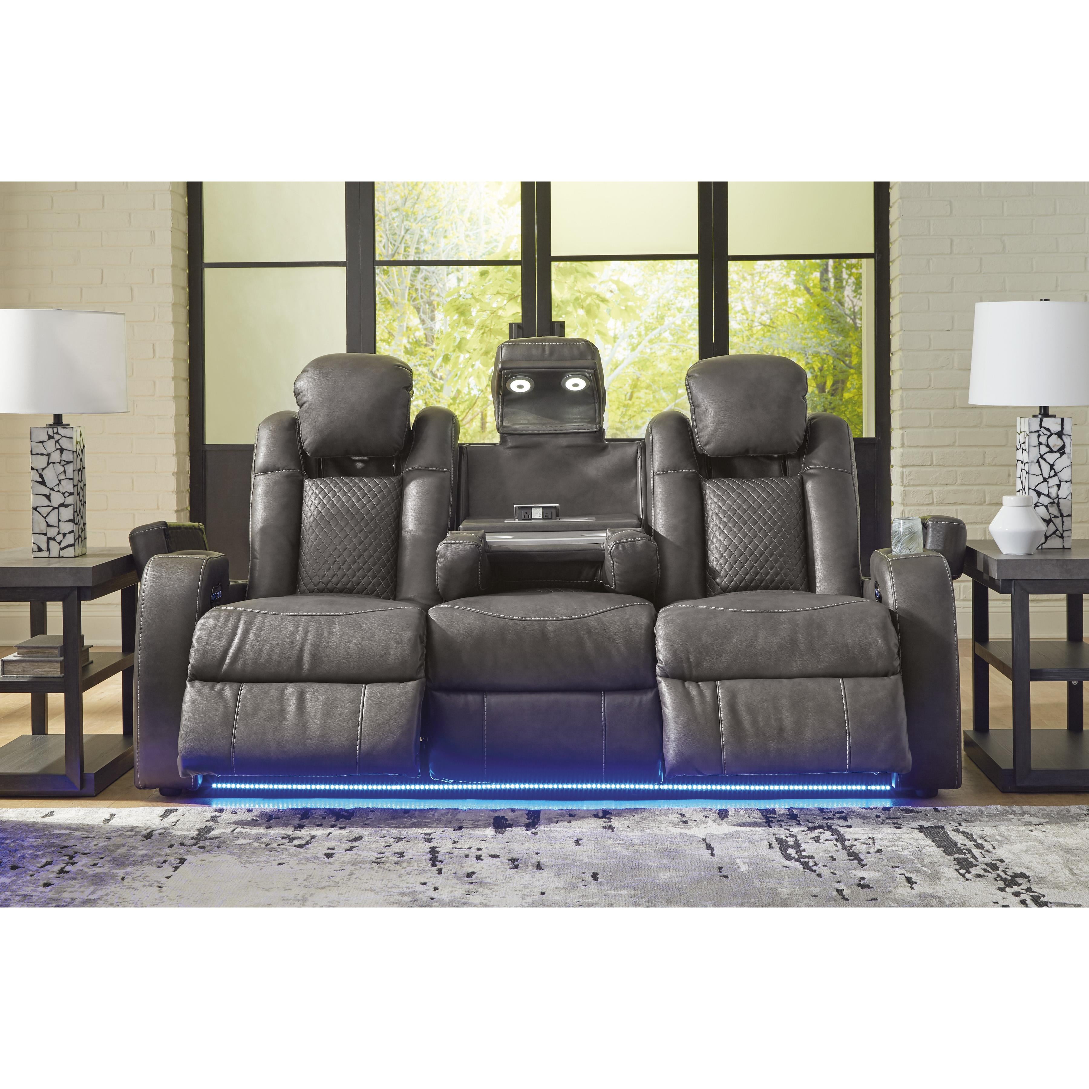  Manufacturer Color_Shadow --  Signature Design by Ashley Fyne Dyme Power Reclining Leather Look Sofa IMAGE 8