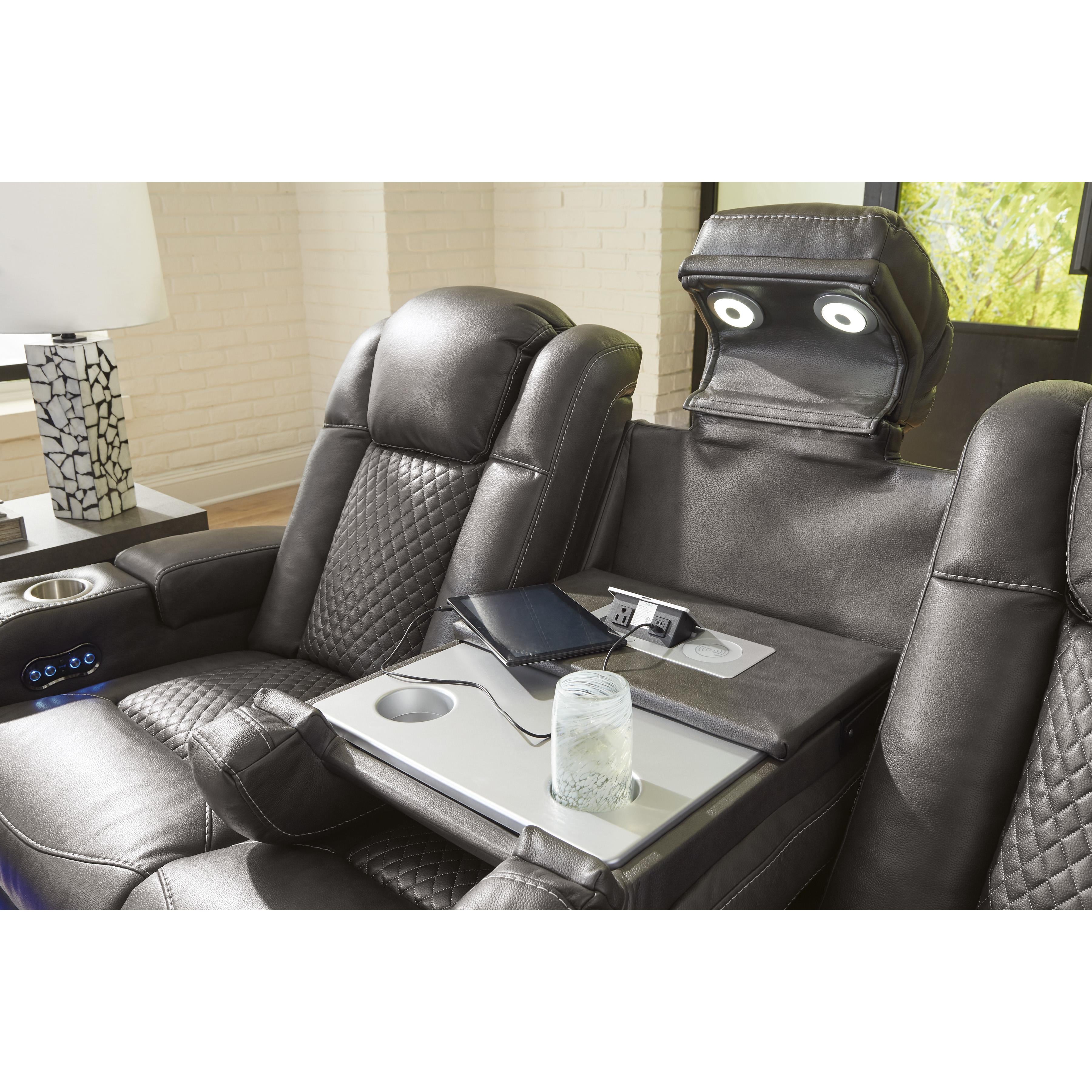 Manufacturer Color_Shadow --  Signature Design by Ashley Fyne Dyme Power Reclining Leather Look Sofa IMAGE 9