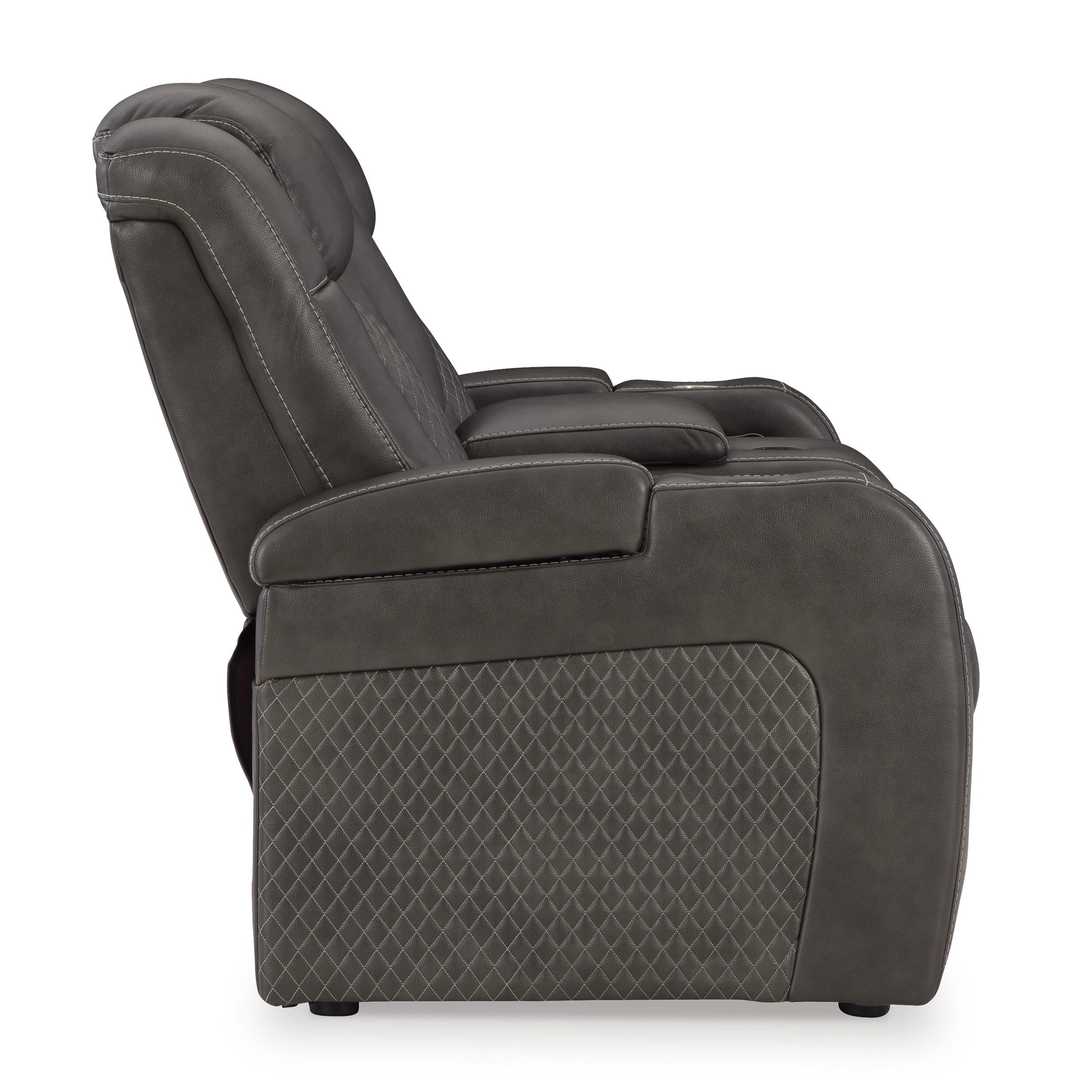  Manufacturer Color_Shadow --  Signature Design by Ashley Fyne Dyme Power Reclining Leather Look Loveseat with Console IMAGE 4