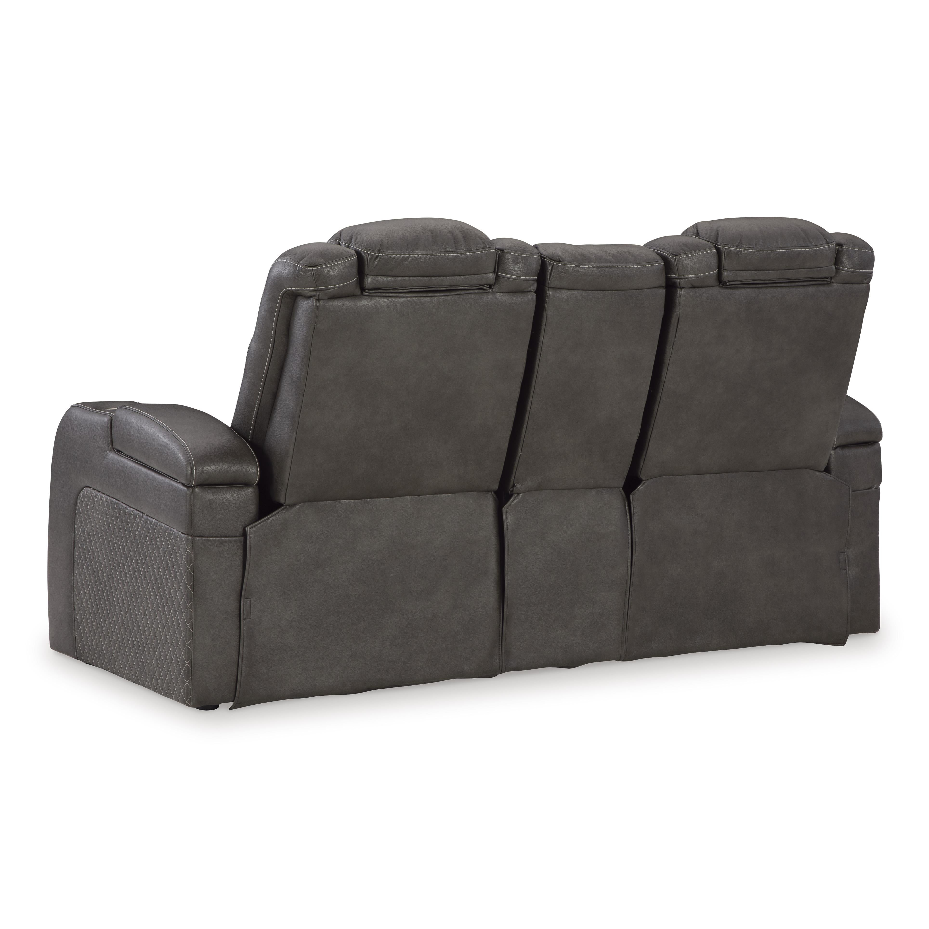  Manufacturer Color_Shadow --  Signature Design by Ashley Fyne Dyme Power Reclining Leather Look Loveseat with Console IMAGE 5