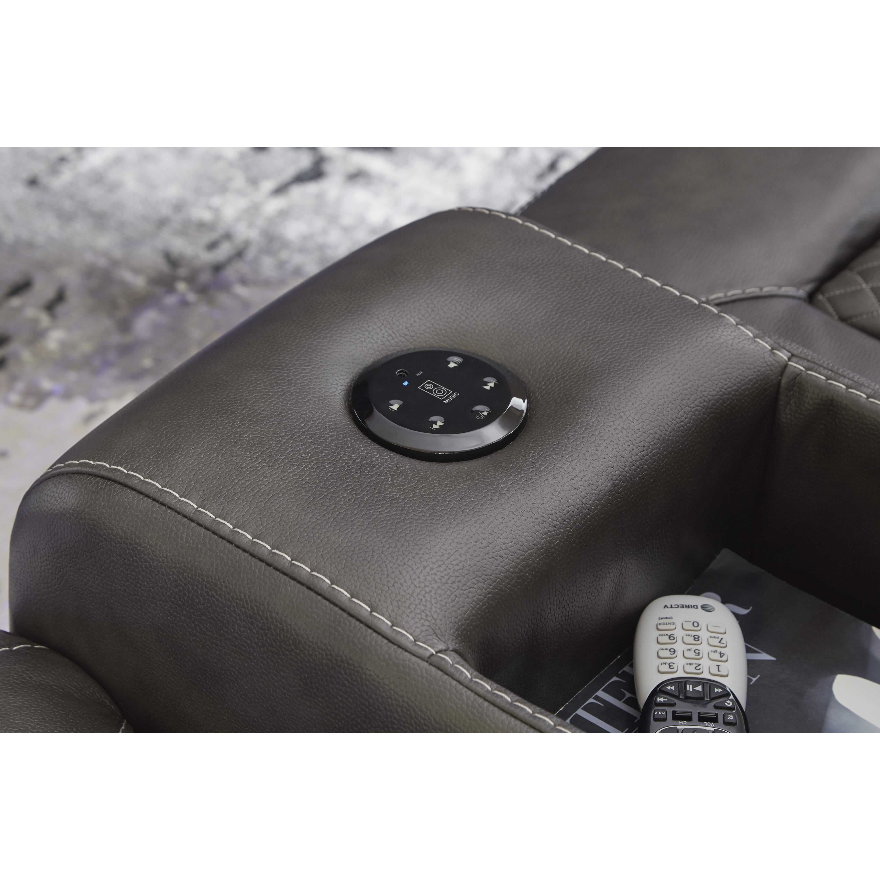  Manufacturer Color_Shadow --  Signature Design by Ashley Fyne Dyme Power Reclining Leather Look Loveseat with Console IMAGE 7