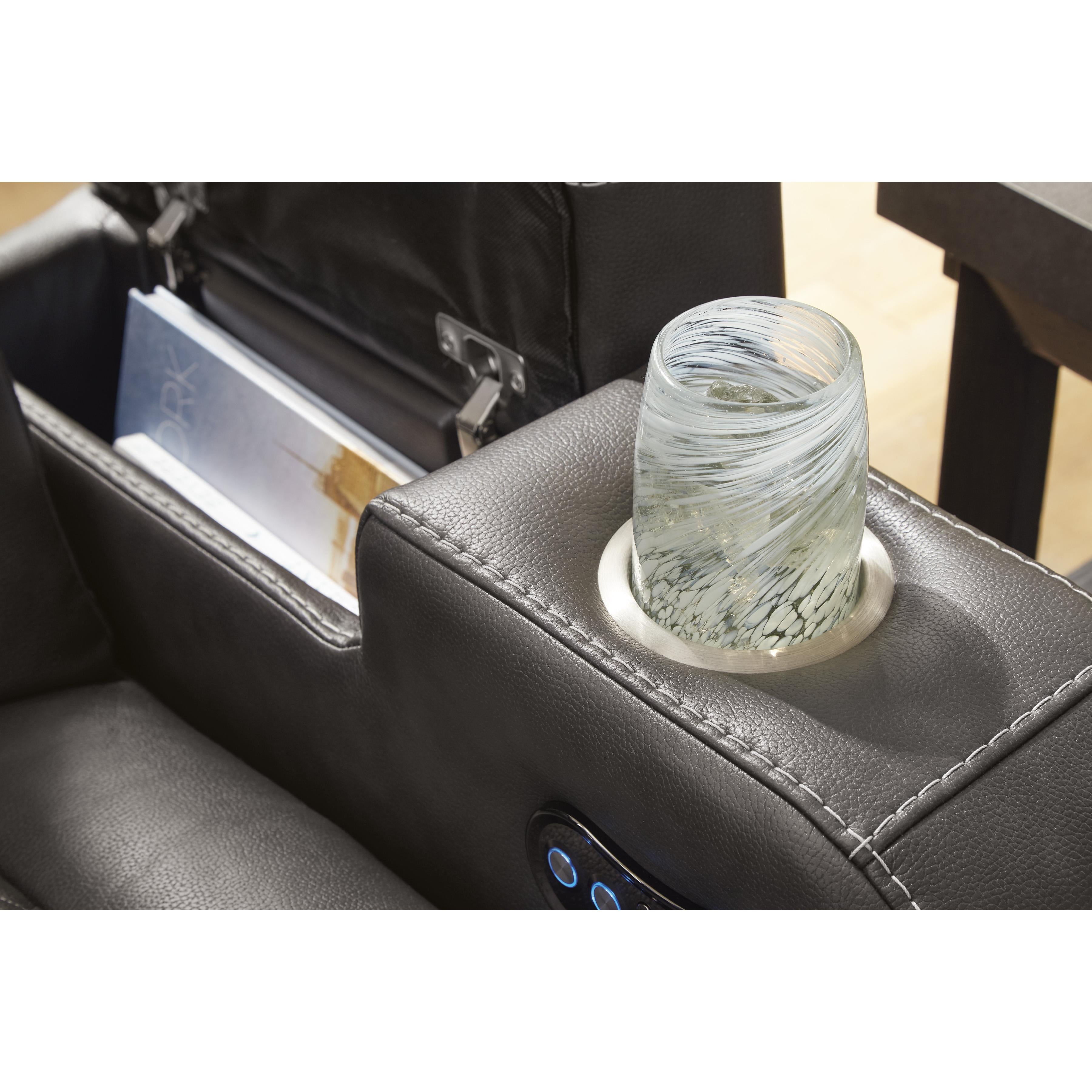  Manufacturer Color_Shadow --  Signature Design by Ashley Fyne Dyme Power Reclining Leather Look Loveseat with Console IMAGE 9