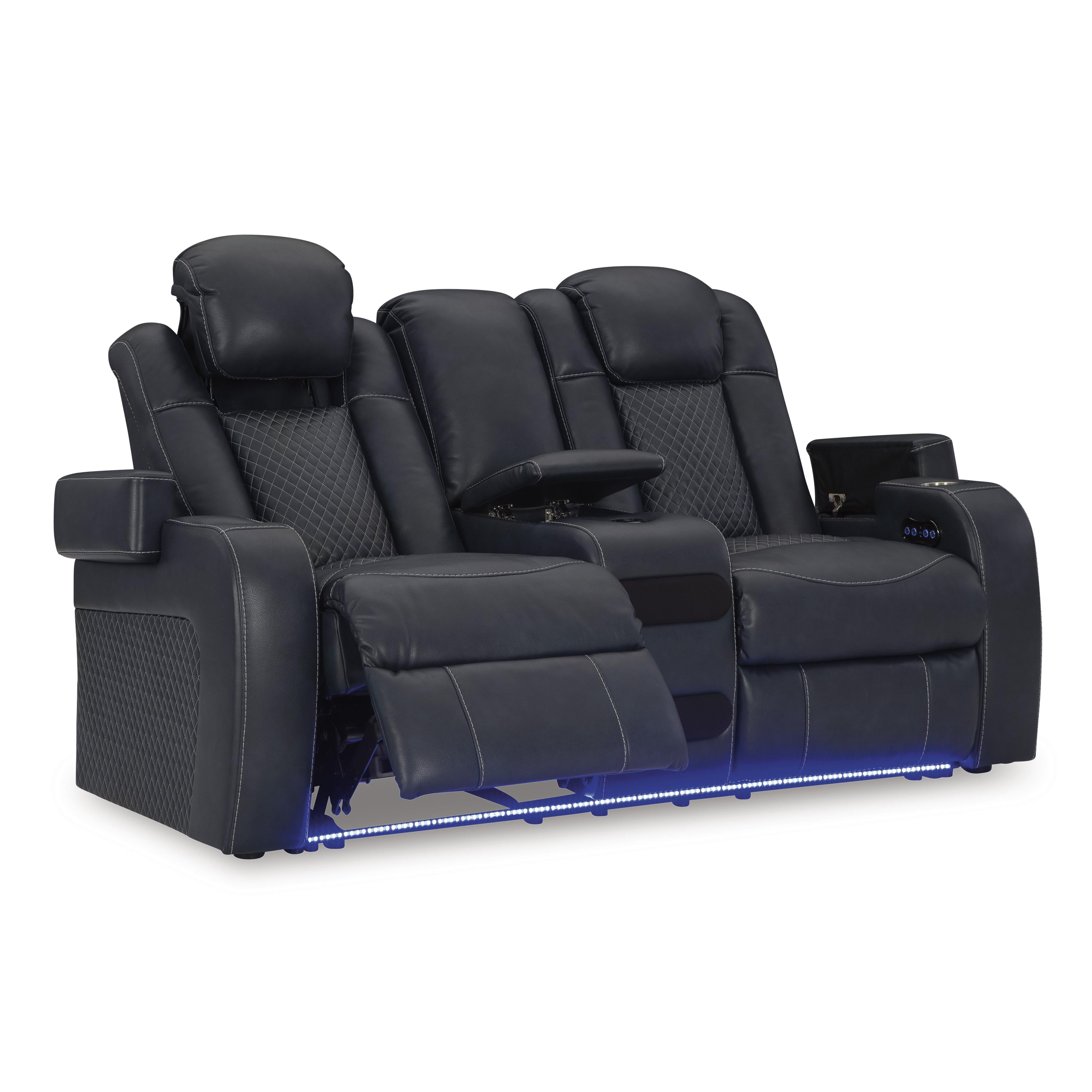  Manufacturer Color_Sapphire --  Fyne-Dyme 3660318 Power Reclining Loveseat with Console and Adjustable Headrest IMAGE 2