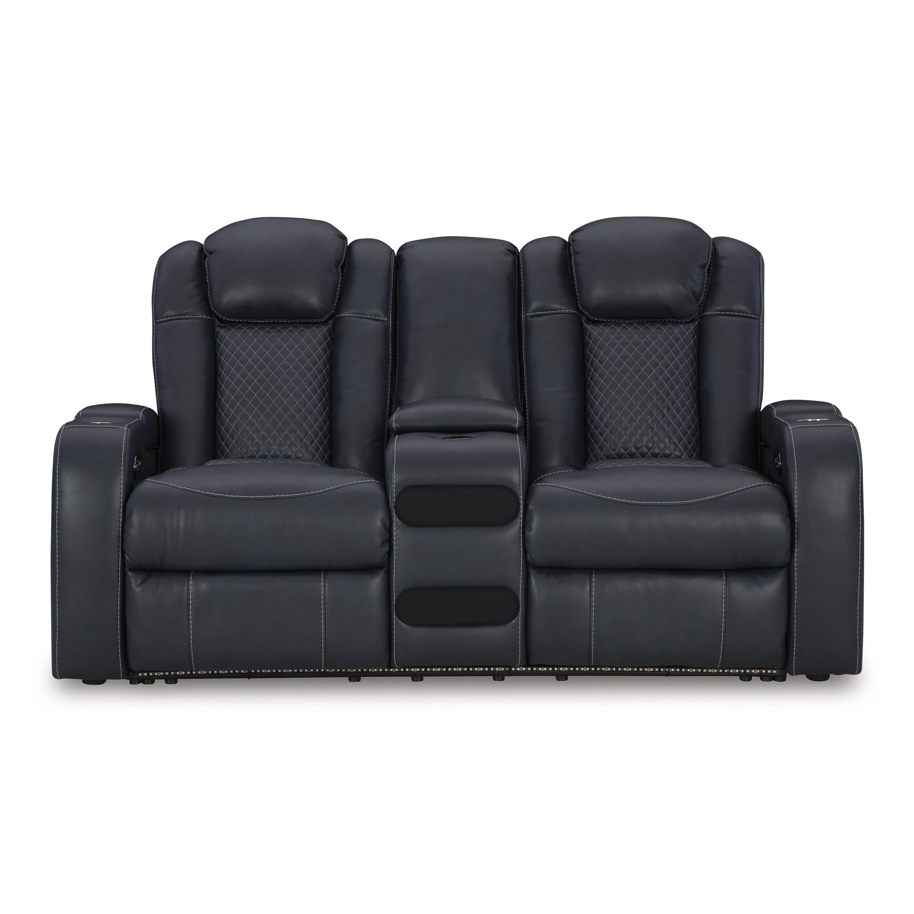  Manufacturer Color_Sapphire --  Fyne-Dyme 3660318 Power Reclining Loveseat with Console and Adjustable Headrest IMAGE 3