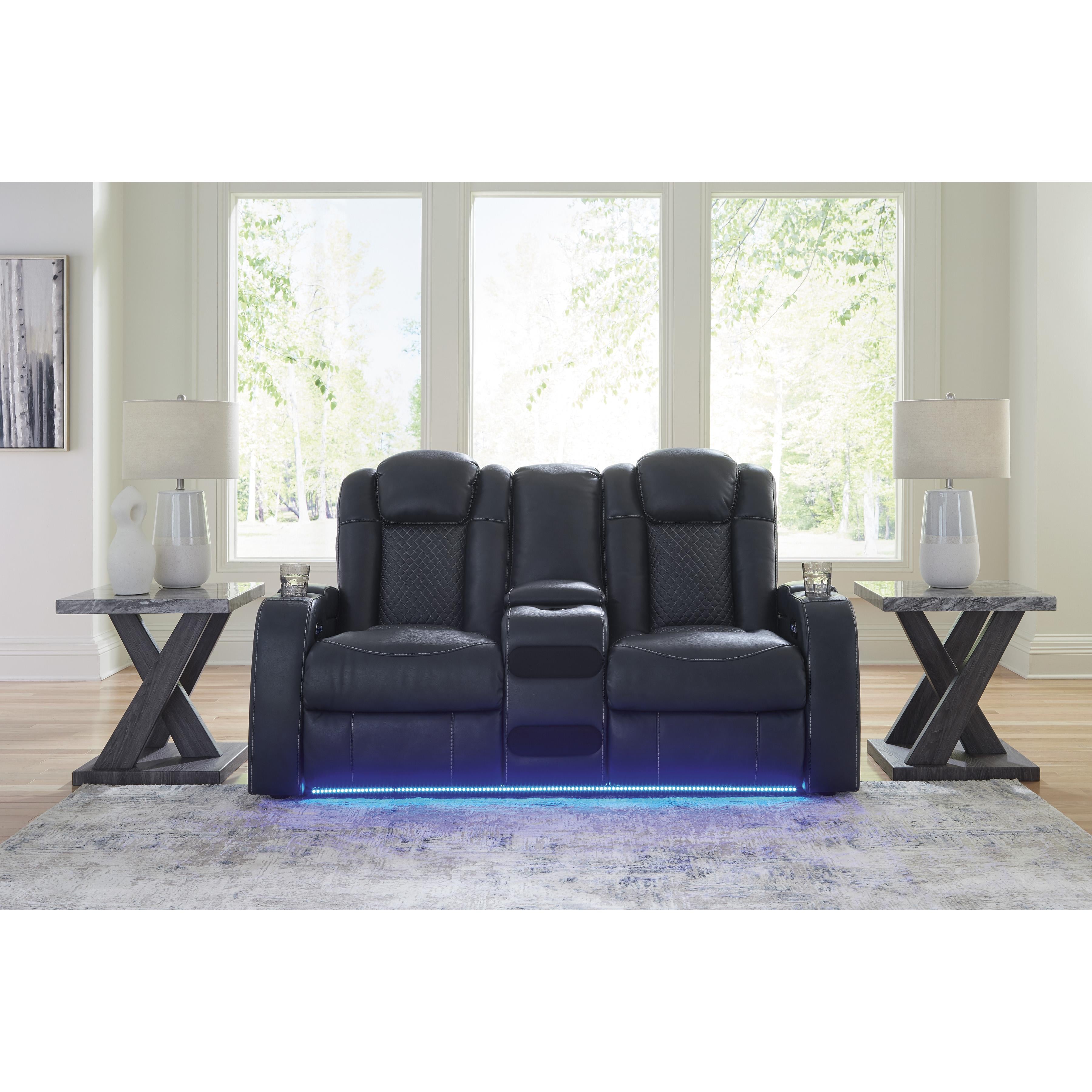  Manufacturer Color_Sapphire --  Fyne-Dyme 3660318 Power Reclining Loveseat with Console and Adjustable Headrest IMAGE 6