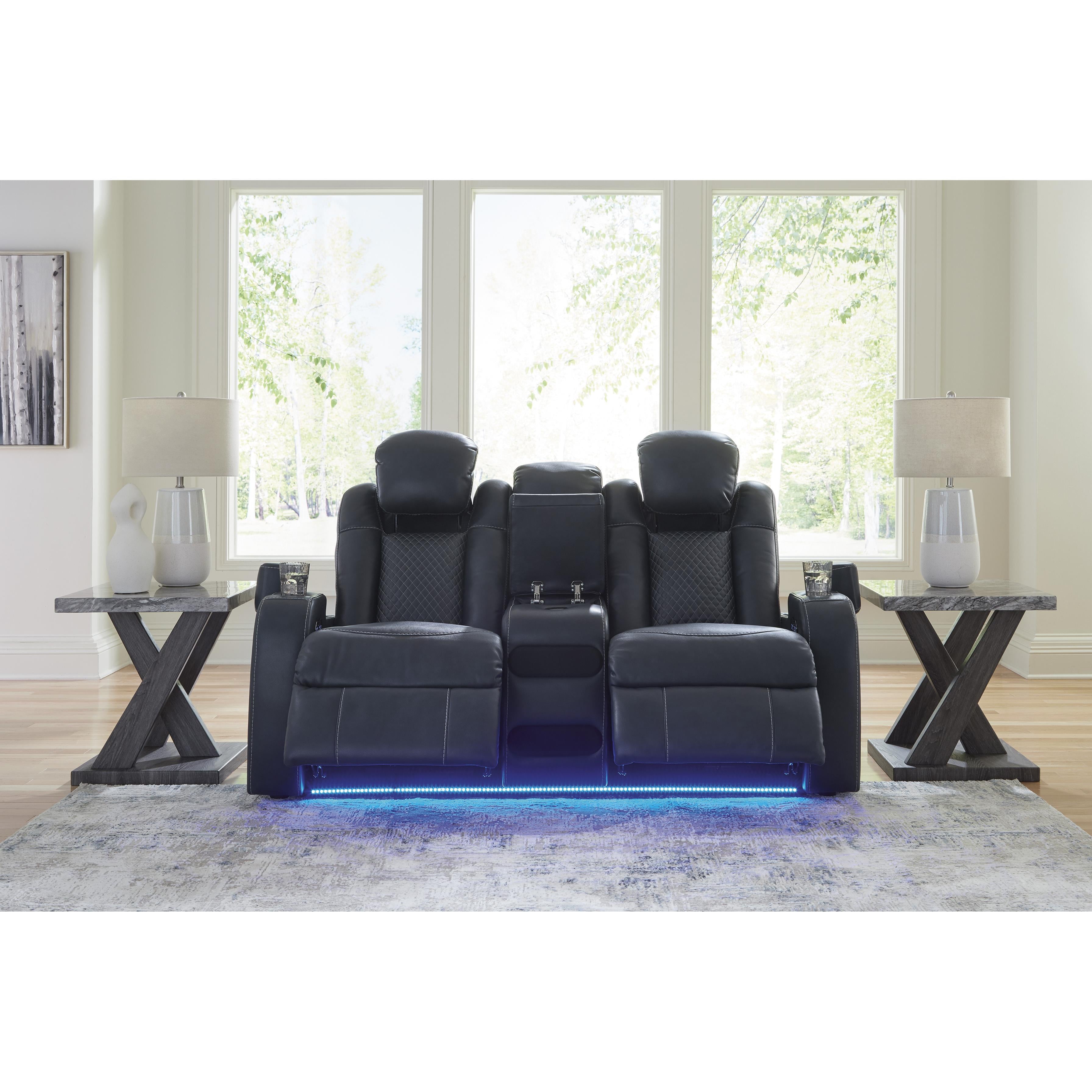  Manufacturer Color_Sapphire --  Fyne-Dyme 3660318 Power Reclining Loveseat with Console and Adjustable Headrest IMAGE 7