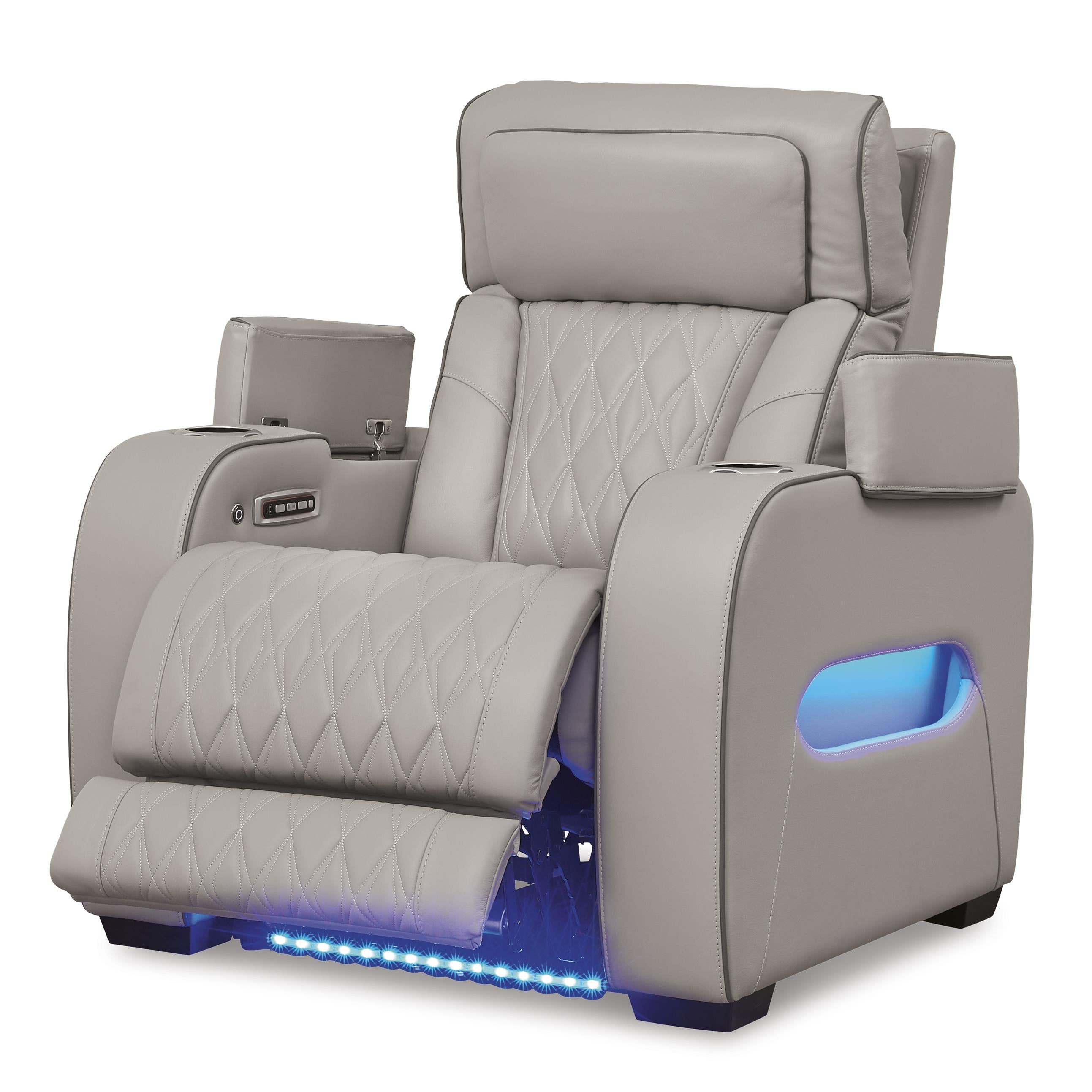  Manufacturer Color_Grey --  Signature Design by Ashley Boyington Power Leather Match Recliner IMAGE 2